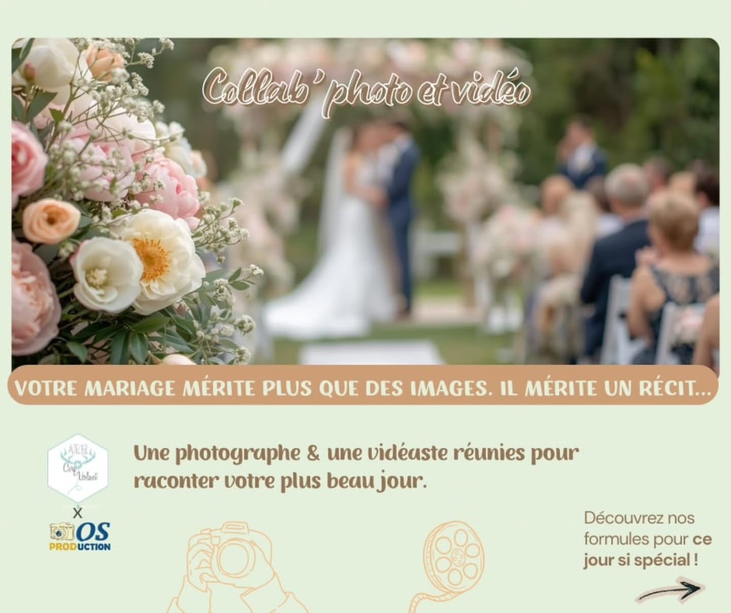 Parce que chaque histoire mérite d’être racontée avec émotion, OS production x Atelier Cerf volant s’associent pour vous proposer des packs photos + vidéo avantageux, pensés pour tous les budgets pour votre mariage 🤍
📩 Infos & disponibilités :
ateliercerfvolant@gmail.com
📞 06 11 32 26 04