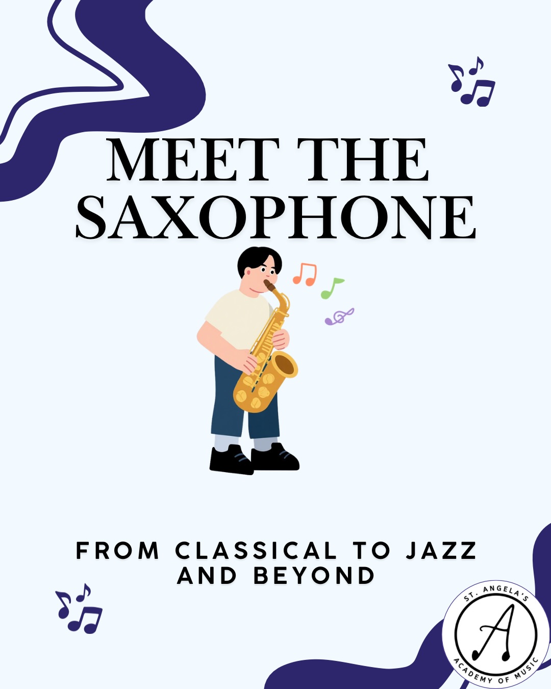 The saxophone’s rich tone and expressive range make it one of the most exciting instruments to learn. 🎶
Under the guidance of Pat, students explore style, technique, and creativity in a supportive learning environment.
🌟 Discover your sound with saxophone lessons at St Angela’s Academy. Sign up now via our website.