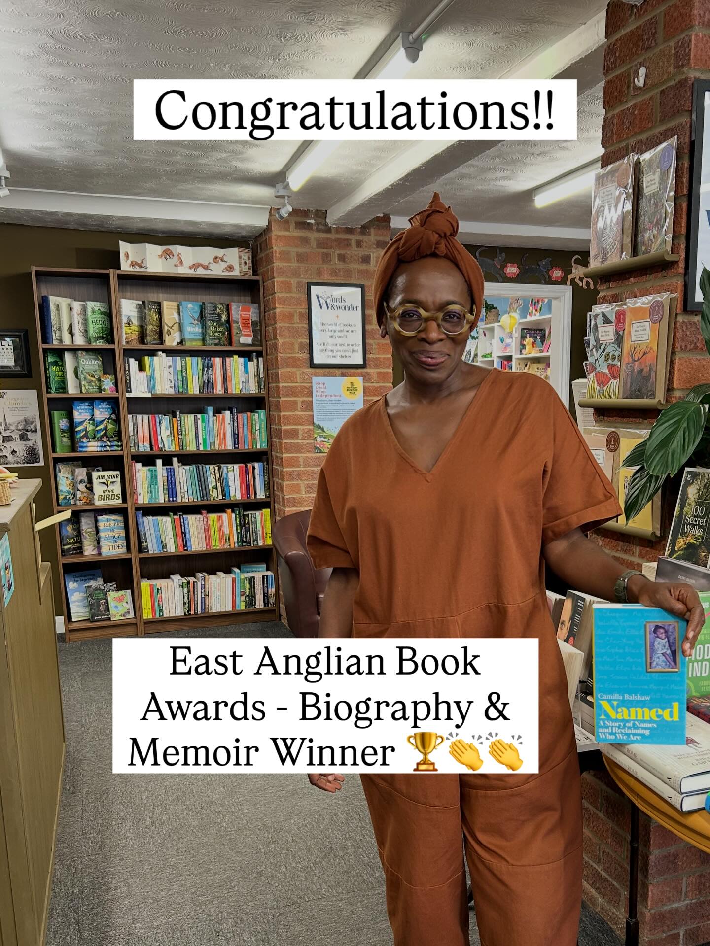 We were so chuffed to hear that one of our favourite local authors @camillabalshaw has won the biography and memoir category at the East Anglian Book Awards. Congratulations Camilla! 👏👏👏👏. More details below ⬇️
Also keep your eyes peeled 👀for information coming very soon of a new memoir writing course Camilla will be running in a couple of months time from the bookshop. Exciting!
🏆 Introducing… the East Anglian Book Awards 2025 category winners!
BIOGRAPHY & MEMOIR
‘Named: A Story of Names and Reclaiming Who We Are’ by Camilla Balshaw (Bedford Square Publishers)
DEBUT NOVEL
‘Silver Harvest’ by Daryl Fraser (Story Machine)
HISTORY & TRADITION
‘Finding the Wayfarer: Physical, Spiritual and Poetic Survival’ by Emma Rose Barber (Tandem Publishing)
POETRY
‘Buying the Farm’ by Eliza O’Toole (Shearsman Books)
FICTION
‘Florrie: A Football Love Story’ by Anna Trench (Jonathan Cape)
CHILDREN’S BOOKS
‘Ghost Tide’ by Jim Cockin (Lightning Books)
GENERAL NON-FICTION
‘Flint Country: A Stone Journey’ by Laurence Mitchell (Saraband)
The category winners now go forward to compete for the prestigious £1,000 Book of the Year Award, which will be announced at a celebratory event on Thursday 12 February.
Celebrate these exceptional titles by grabbing a copy from your local bookstore or library. #GoAllIn
Find out more: https://buff.ly/U4neizC
#norfolkbookawards #independentbookshop #downhammarket #norfolk