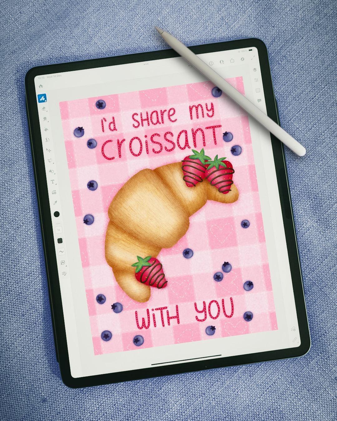 I'd share my croissant with you.... Croissants, berries, and a pink plaid background like a romantic picnic scene.
For illustration collaborations, please contact me directly at design@franzispeer.com or through my agency @advocateart01
#valentinesday #valentinesdayart #croissant🥐 #carddesign #greetingcards #surfacedesign #artlicensing #surfacedesignagency #adobefresco #adobefrescoillustration