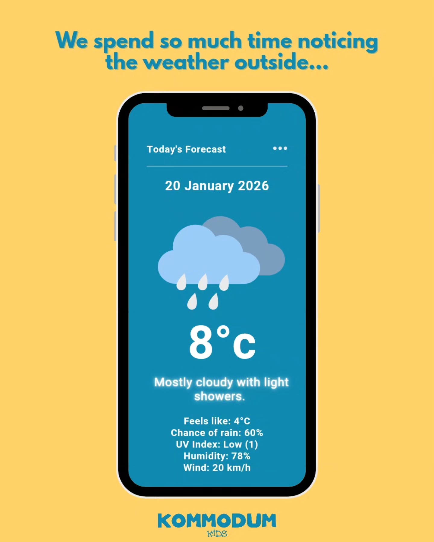 When children learn to notice their inner weather, they learn something really powerful:
a gentle shift from judgement → curiosity.
Instead of thinking:
“What’s wrong with me?”
They begin to ask:
“Hmmm what’s happening inside me right now, what weather is visiting me in this moment?”
And that perspective shift matters so much.
Because it helps children grow up knowing that feelings aren’t “good” or “bad” , they’re information. And just like the weather outside, feelings change and don't stay forever.
☁️ “I’m having a cloudy moment.”
🌧️ “Sadness is visiting today.”
⛈️ “This is a stormy thought, and it will pass.”
When kids can name their inner weather, they are able to find a little more space to pause, breathe, and really think about what they need to feel supported in that moment.
A small check-in.
A big life skill.
What’s your inner weather today? ☀️☁️🌧️⛈️🌫️
#kommodumkids #mindfulness #kids #innerweather #emotions