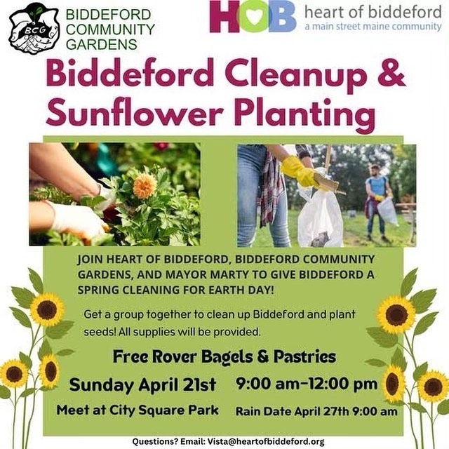 🌞🌻SPRING CLEANING!🌻🌞Earth Day is next week, and the city of Biddeford, Maine is hosting a Spring Cleaning & Sunflower Planting event to brighten up the town. C. Love is showing support by providing delicious pastries to all participants. What are you doing this Earth Day to help Mother Earth? Let us know! 🌎🌎🌎 @heartofbiddeford