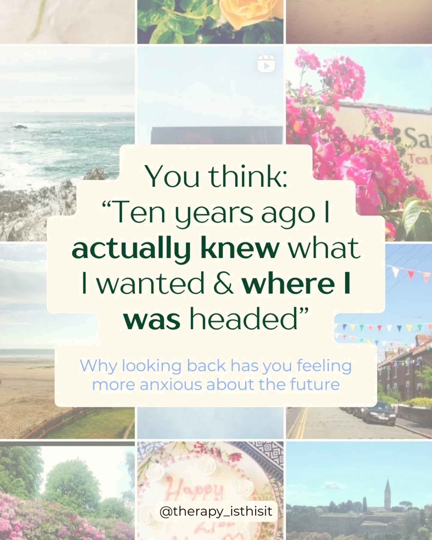 2016 was ten years ago, and if that has feeling anxious about the future, this post is for you 🫶
If this trend is causing you to feel like you've not achieved anything, then you're not alone!
I'll bet you were in a different place in your life in 2016. I'd even go as far as to bet you had a clear path ahead of you. But this path was born out of structure.
Now that this structure has gone, you're the one left making the decisions - and it is paralysing.
As a therapist specialised in working with people feeling these exact emotions, I can share what often helps isn't trying to replicate your past.
Instead, I encourage you to evaluate what you want in life - recognise the fear that is holding you back from making those decisions - and develop (with my help) the self-trust that is needed to feel present in your life again.
If this is the kind of therapy that you are seeking, I have a few spaces to fill before I open my waitlist 👀 would you like to work with me? Regain direction, build genuine connections and grow in confidence.
The link is in my bio to book a free intro call ✨
#therapyfordecisionparalysis #therapyforoverthinking #therapyforoverwhelm