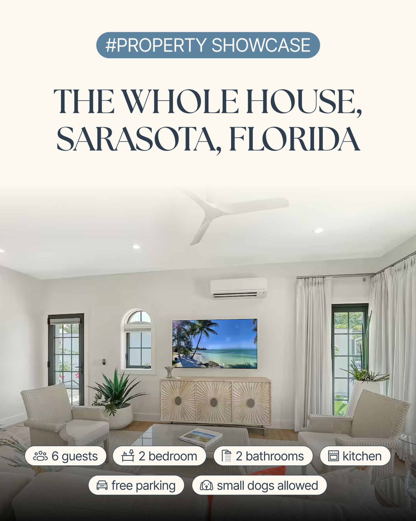 🌟Look no further — this whole-house Sarasota retreat is designed for an effortless, feel-good stay.
Bright, airy interiors. A modern kitchen made for slow mornings and shared meals. Beautiful living spaces to unwind after sunny beach days. And when you’re ready to explore, you’re just minutes from Lido Key, Siesta Key, and St. Armands Circle — beaches, boutiques, and dining all within easy reach.
🏡 Sleeps up to 6
🛏️ 2 bedrooms | 🛁 2 bathrooms
🍳 Fully equipped kitchen
🚗 Free parking
🐾 Small dogs welcome
This is the kind of place where vacation feels easy — calm mornings, relaxed afternoons, and everything you need right where you are.
📲 Tap the link in bio to book your Sunshine Stays getaway
Because the best trips start with the right home ☀️