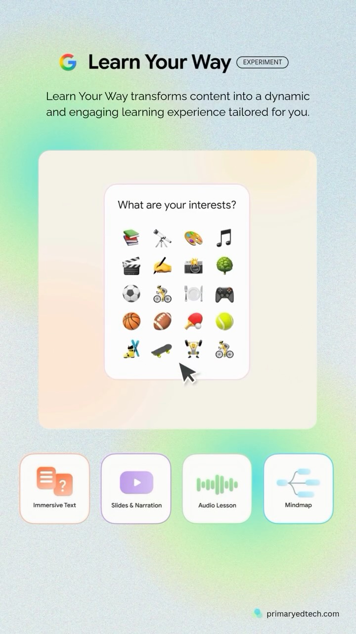 Google’s Learn Your Way is such a smart move 👀🎯
This is Google leaning into something teachers have always known: there’s no single “right way” to learn.
With Learn Your Way, students can:
• Explore topics at their own pace
• Choose formats that work for them (video, visuals, text, practice)
• Build confidence without being rushed or boxed in
• Take more ownership of their learning
Less pressure. More choice. Better engagement.
This feels especially powerful for:
✔️ Mixed-ability classrooms
✔️ Independent & blended learning
✔️ Supporting different learning preferences
✔️ Helping students feel successful, not stuck
Worth a look if you’re thinking about personalisation done properly.
#googleedu #edtech #personalisedlearning #studentchoice #teachingwithtech