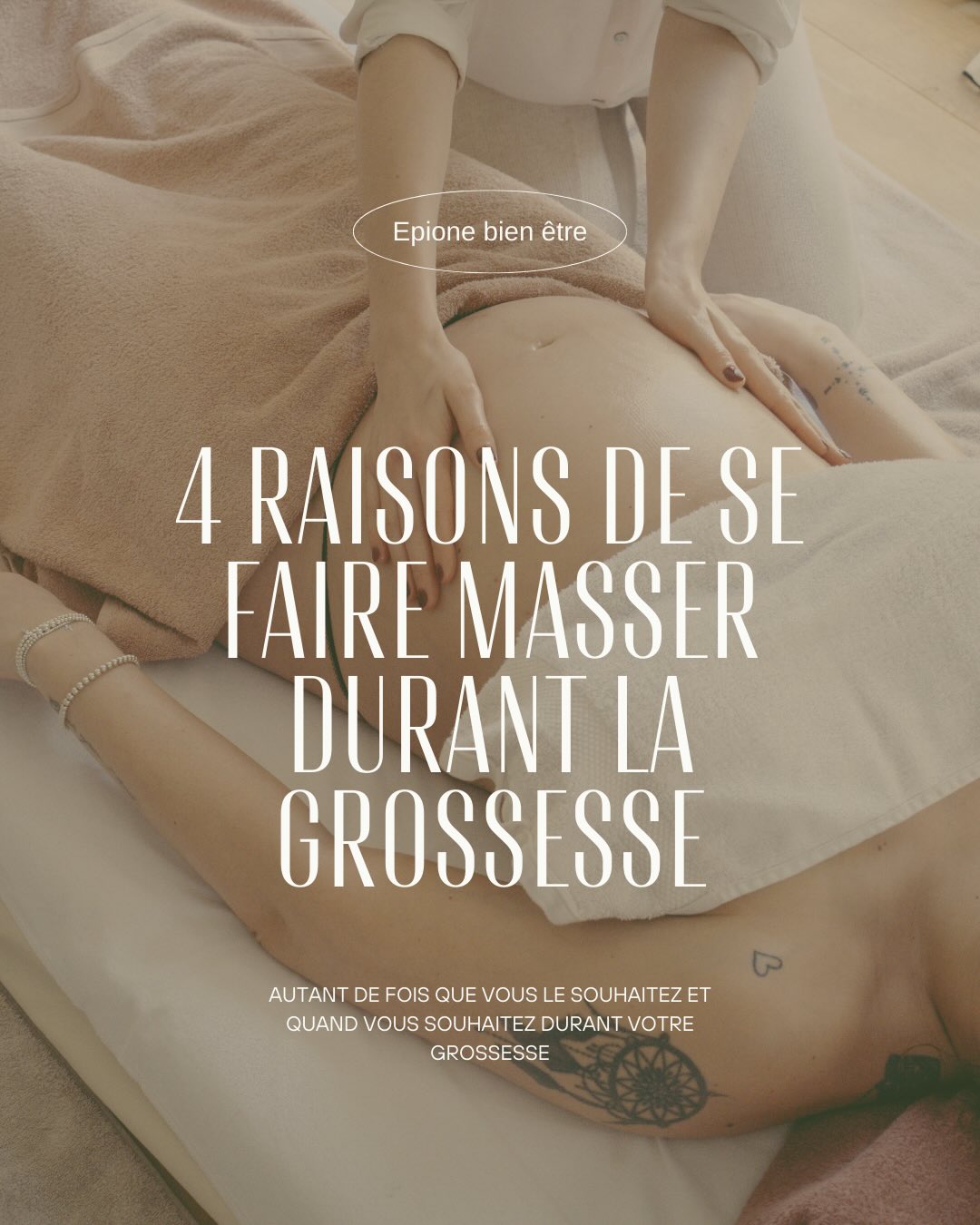 ✨ 4 bonnes raisons de se faire masser pendant la grossesse ✨
La grossesse est un voyage incroyable… mais aussi un sacré chamboulement pour le corps et l’esprit 🤰
Slide après slide, je te partage pourquoi offrir à ton corps un massage prénatal est bien plus qu’un moment cocooning 💆♀️💛
1️⃣ Soulager les tensions (dos, hanches, jambes… le corps travaille !)
2️⃣ Améliorer la circulation et diminuer les jambes lourdes
3️⃣ Apaiser le mental, favoriser le sommeil et relâcher le stress
4️⃣ Créer un espace de connexion avec bébé et son corps 🤎
Prendre soin de toi, c’est aussi prendre soin de lui/elle.
Et si tu t’offrais ce moment rien qu’à toi ? 🌿
💌 Réservation en message privé ou sur le site
📍 Cabinet Epione Bien-Être – massages prénataux sur mesure