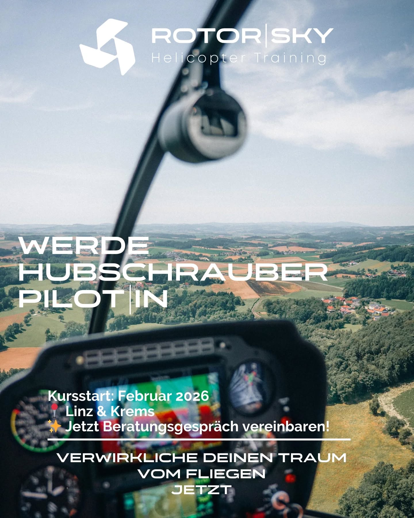 Bereit für ein Upgrade in 2026?
Werde Hubschrauberpilot:in und tausche den Schreibtisch gegen das Cockpit!
✅ Professionelles Training
✅ Start: ab Februar 2026
✅ In Linz & Krems
👉 Jetzt Beratungsgespräch vereinbaren! Schreib uns eine DM oder klicke auf den Link im Profil.
#RotorSky #Hubschrauberpilot #HelicopterTraining #PilotLife #AviationLovers EDUCATE|SIMULATE|AVIATE