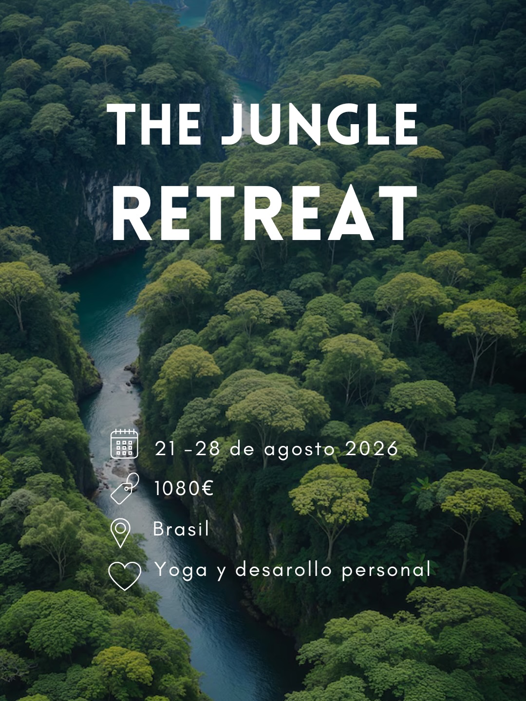 🌴 JUNGLE RETREAT · Brasil 🧘♀️✨
Para almas aventureras con ganas de explorar, sentir y reconectar consigo mismas. La mitad del retiro pasamos en las playas tropicales del Norte de Brasil, la otra mitad en el corazón de las Amazonas.
📍 Jericoacoara & Amazonía
🗓 21–28 de agosto 2026
Meditación diaria, prácticas de yoga, rituales al atardecer, talleres sorpresa, playa, dunas, jungla y río.
Un retiro diseñado para bajar revoluciones, abrir espacio interno y vivir Brasil desde un lugar profundo y consciente 🌿
💫 Precio: 1080€
Incluye:
✔️ 8 días de alojamiento
• 4 noches en villa de lujo en Jericoacoara
• 3 noches en river lodge sobre el Río Negro
✔️ Todos los desayunos
✔️ Comidas y cenas en la Amazonía
🔒 Reserva tu plaza con 150€ (Bizum)
⚠️ Plazas limitadas
Si sientes el llamado, este viaje es para ti 🤍
Escríbenos por DM para más info.
