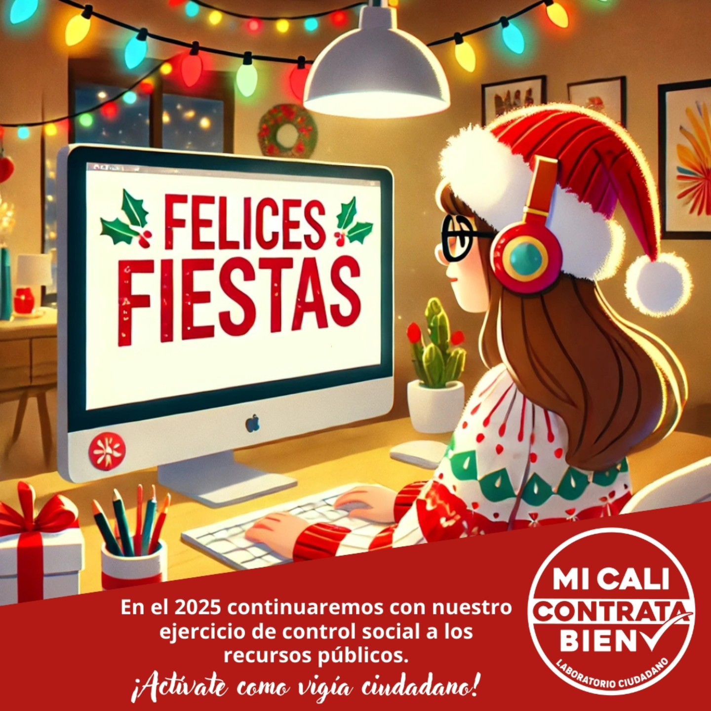 ‼️Gracias a todos por acompañarnos y activarse como vigías de lo público. En 2025 continuaremos promoviendo el control social y las buenas prácticas en contratación.
¡Felices fiestas les desea Mi Cali Contrata Bien! ✨