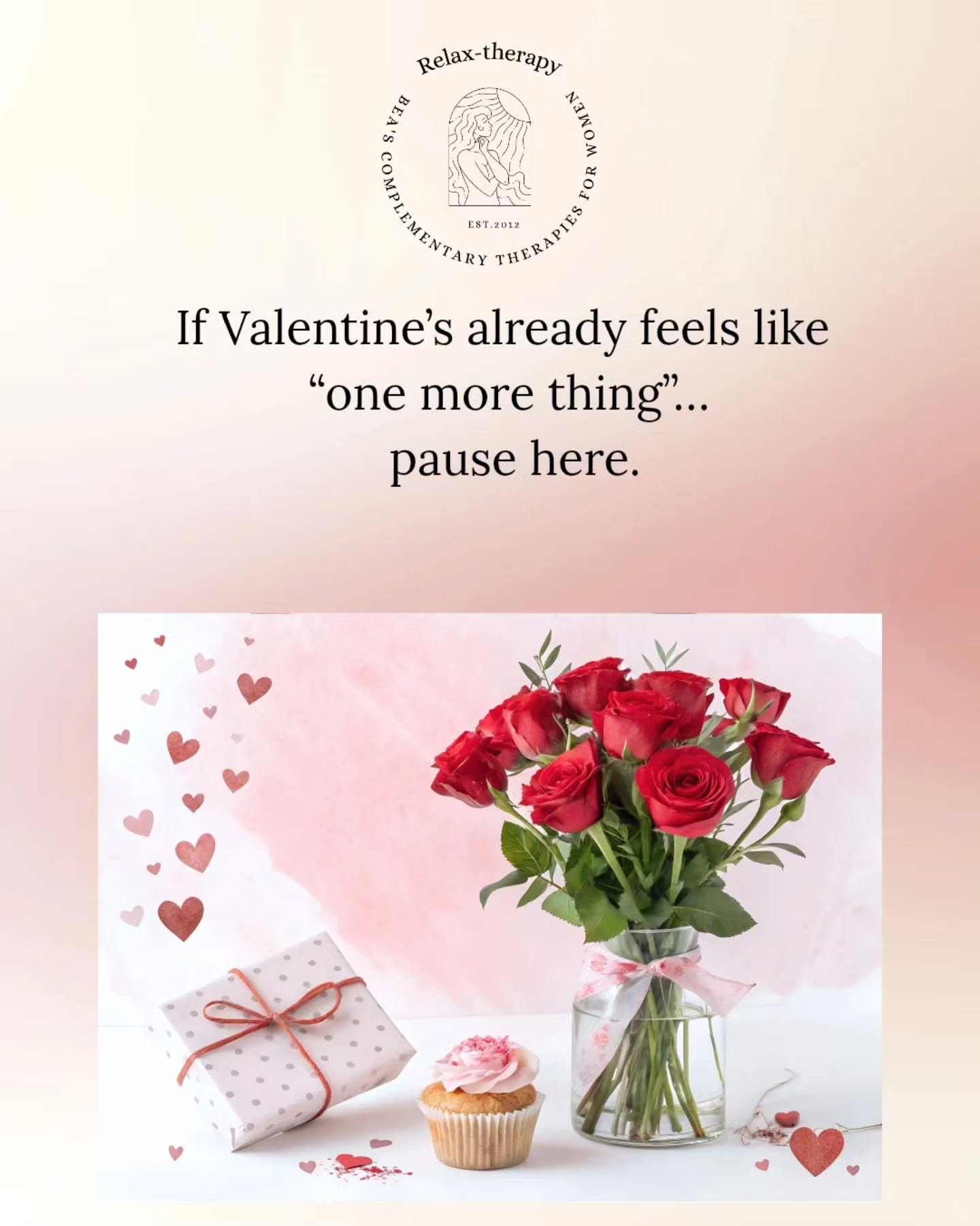 This time of year can feel loud — expectations, plans, pressure to perform love properly.
But most bodies I see don’t want more effort. They want relief.
Real care isn’t added stress. It’s warmth, slowing down, and being supported — even briefly.
Let Valentine’s be softer this year, in whatever way that looks for you.
I have availability in February with Blissful Duo Collection. Link in bio.
Less doing. More feeling held.