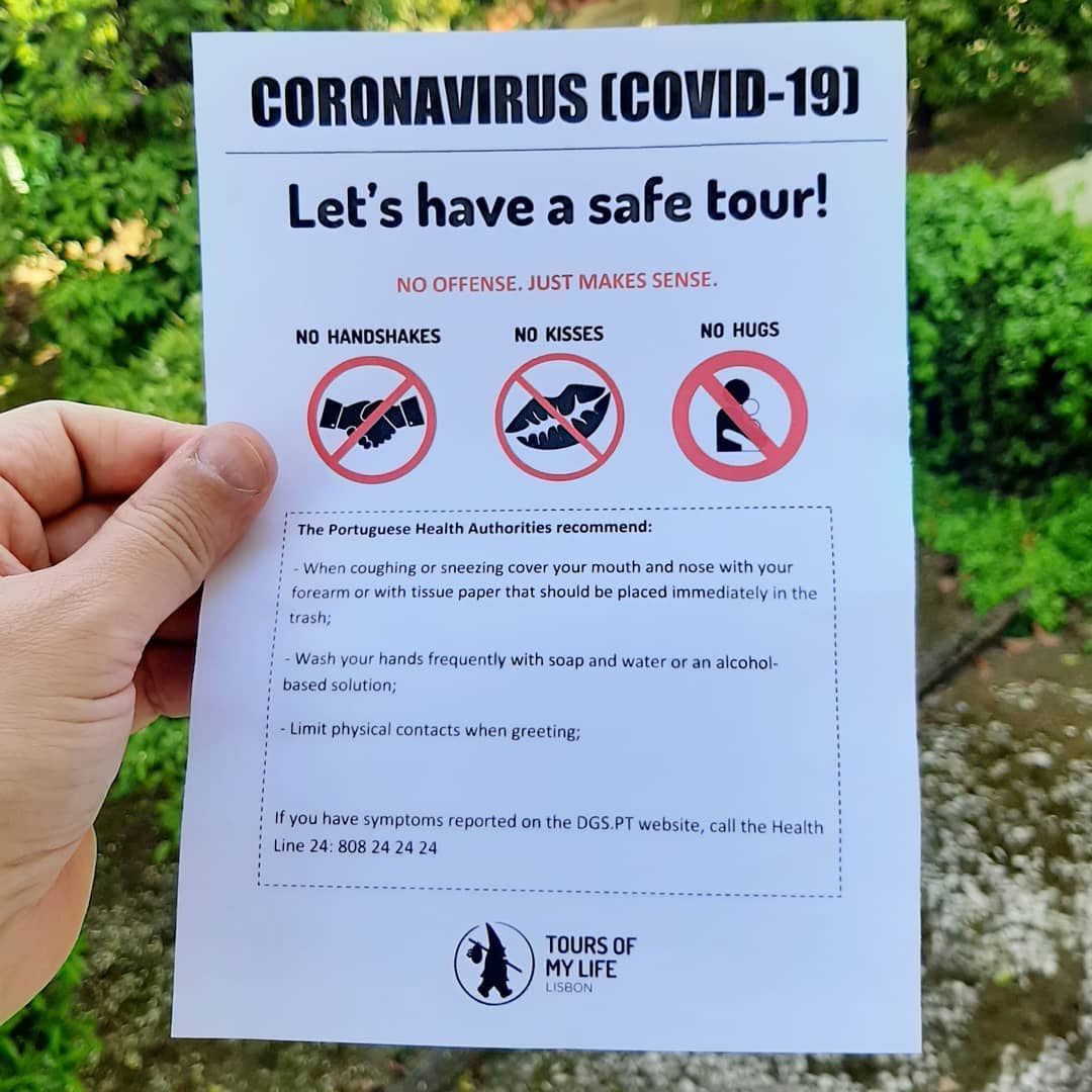 Let's have a safe tour!
- No Handshakes
- No Kisses
- No Hugs
No offense. Just makes sense.
#tours #lisbon #toursofmylife