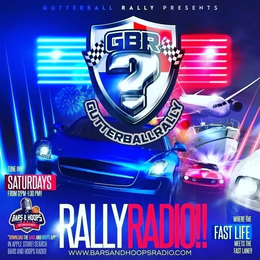 Here we go!!! SATURDAYS AT NOON!!!
RALLY RADIO!!!!!!!! Don't forget to check us out at www.barsandhoopsradio.com Or you can download the app from your Google play store or Apple store!
You can also tune in live at our social media pages!!
Instagram @Gutterballrally
Instagram @rally_radio_gbr
Facebook @Gutterballrally
Twitter @doyougbr?
YouTube @Gutterballrally
Like and subscribe!!
Rally Radio!! Where the fast life meets the fast lane!!