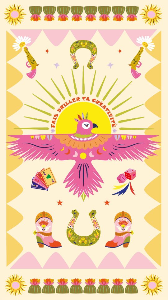 Dans la vie, il faut toujours garder la capacité de s'amuser de tout!!!
Je trouve ça tellement précieux de pouvoir faire ressortir le meilleur de chaque chose! Voir la vie côté rose paillette!
Pourquoi je crée?
Pour enjoliver, tourner à la dérision, adoucir, déréaliser, pour jouer, pour sourire,... 😉
Créer c'est rarement gratuit, mais ça n'empêche pas de rester léger, bien au contraire!
J'ai joué à dessiner comme on joue au cowboy et aux indiens : ça permet de mettre à distance une réalité où nos élites jouent une mauvaise parodie de western en se prenant pour des cowboys lowcost !
°°°
Thème Western dessiné pour @hirondellesetcie
Bientôt disponible en ligne sur leur site et dans vos boutiques préférées. (Je vous donnerais le feu vert dès qu'elle est en ligne)
°°°
#illustration #western #cowgirl #farwest #decoration