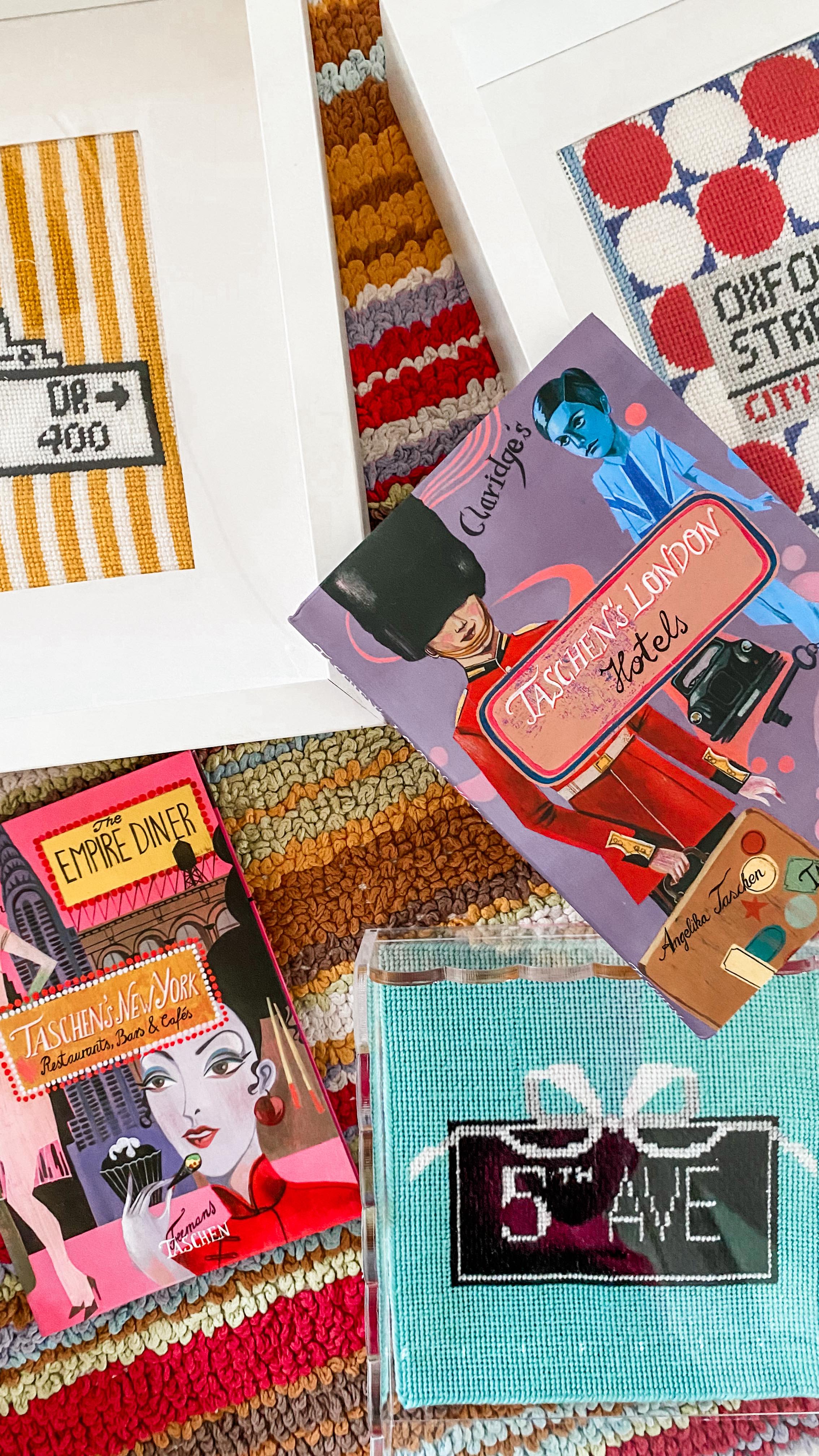 Bring the world to your canvas! Our Travel Series Needlepoint Charts Feature iconic streets and destinations - from Champs-Elysees to Ocean Drive. Each Chart is an Instant PDF Download, ready for you to start stitching right away. #needlepoint #instantdownload #crosstitch #travel #tapestry