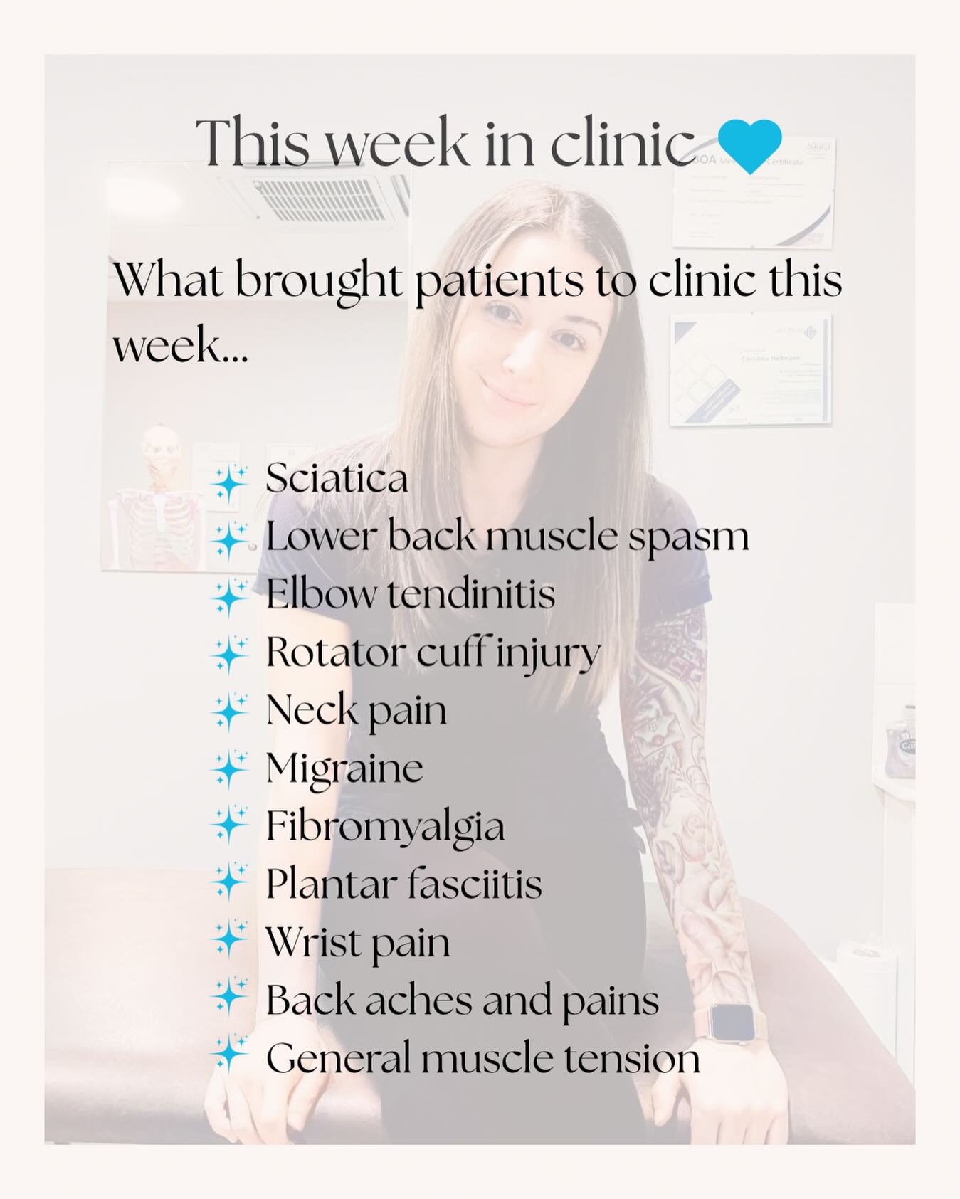 This week in clinicβ¦β¨
I often get asked if osteopaths are just back specialists β and yes, backs are a big part of what we do. But we also treat knees, shoulders, wrists, hipsβ¦ basically anything musculoskeletal.
People come in for all sorts of reasons, from everyday aches and pains to sports niggles and work-related tension. Hereβs a snapshot of what some of my patients have come to see me with this week.
If any of this sounds familiar or youβre wondering whether osteopathy could help, feel free to get in touch or book online π.
π 01634 710292
π₯ info@chosteopathy.co.uk
π www.chosteopathy.co.uk
#Osteopathy #MSKHealth #MoveWell #BackCare #ClinicLife HandsOnCare MindBodyHealth