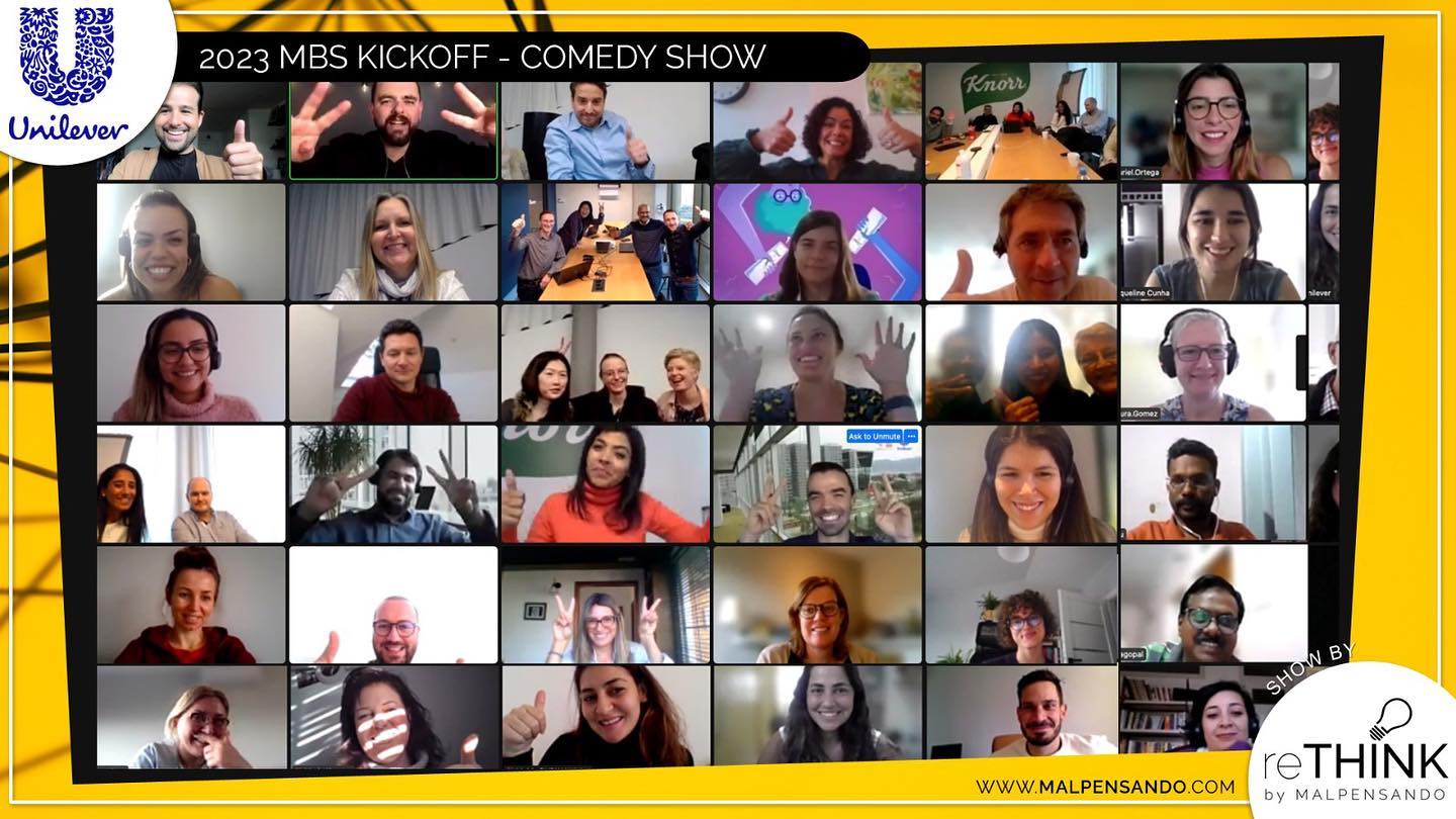 What an amazing experience doing a show for @unilever !!! We can hundreds of people connecting from Asia, Europe and the Americas!
Our virtual corporate comedy show is always the perfect excuse to bring a team together from all over the world, around laughter.
Bring us to your company! Contacts us
#corporate #comedy #show #virtualevent #standupcomedy #corporateevents #teambuilding #laughter #workplace