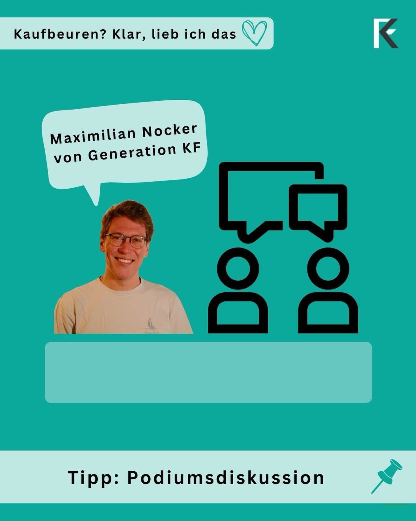 📢 Politik zum Mitreden!
Am Donnerstag, 29. Januar um 19 Uhr findet im Kolpinghaus Kaufbeuren eine Podiumsdiskussion mit Kandidaten für die Kommunalwahl statt.
Unser Stadtrat Maximilian Nocker ist für Generation KF mit auf dem Podium 💪
Kommt vorbei, stellt eure Fragen und mischt euch ein! Politik geht uns alle was an! 🚀
#generationkf #generationkftipp #generationkfwahlkampf #generationkfkommunal2026 #kaufbeuren