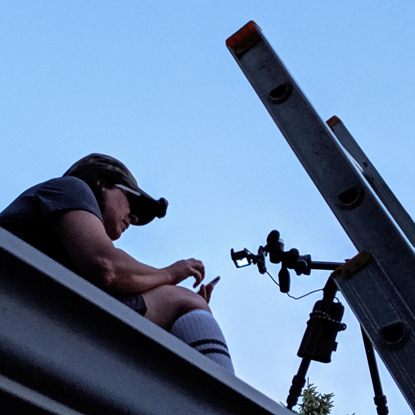Getting ready for the comet! Up on the roof setting up the time lapse. #livingthedream