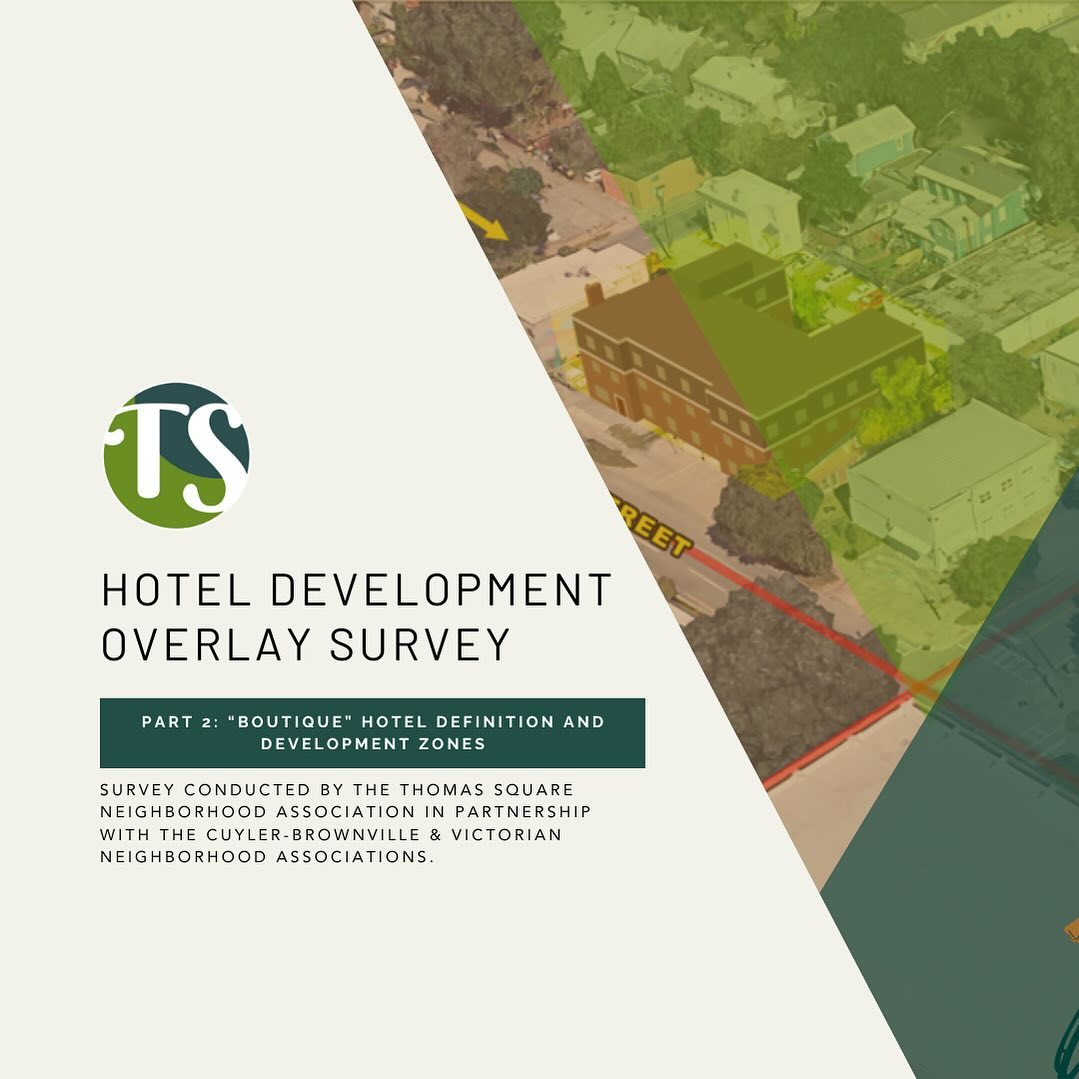 Neighbors, This is it! As promised, the new survey on hotel development has arrived. You will find a link to the survey in our bio. Please complete it promptly (it should take less than 5 minutes) and THEN forward it to more people (or share a link to the survey on your social media accounts). Preferably, to fellow residents of our neighborhood, or nearby neighborhoods, but we are opening this survey to all members of our community. The more responses we get, the better. If you have questions, please post them in the comments so that all of us may benefit from the discussion as a group. This survey will be open through the end of February. Thank you for your time and participation! This is very important to the future of our neighborhoods!
Sincerely,
Thomas Square Neighborhood Association Board of Directors
#hdo #savannah #savannahgeorgia #savannahga #starlanddistrict #starlanddistrictsavannah #thomassquarestreetcardistrict #thomassquaresavannah #cityofsavannah #survey
