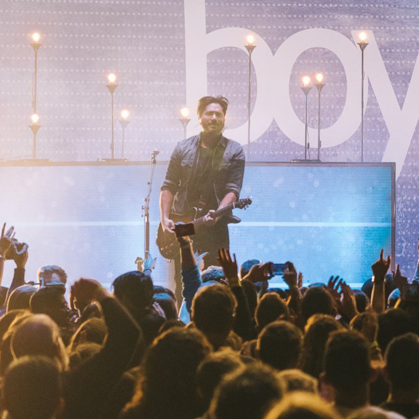 TB 2017 - @boyceavenue live at the @royalalberthall - Stage backdrop and back lit light box scrims supplied by @bandscrimsuk