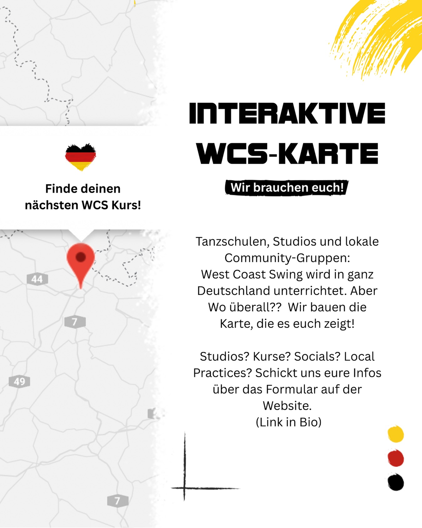 Helft uns, euch zu helfen 💛
So viele tolle WCS-Schulen, Communities und Trainerinnen sind lokal aktiv – aber für Neueinsteiger*innen leider oft schwer zu finden. 😔
Genau das ändern wir jetzt!
Ihr möchtet erwähnt werden?
👉 Schreibt uns eure Infos: Link in Bio
Danke für eure Unterstützung!
#wcsgermany #wcsmap #westcoastswing #wcs #tanzschule #tanzlehrer #wcsparty #wcstanzen #tanzen #wcspotato #wcslernen #tanzkurs #tanzenlernen