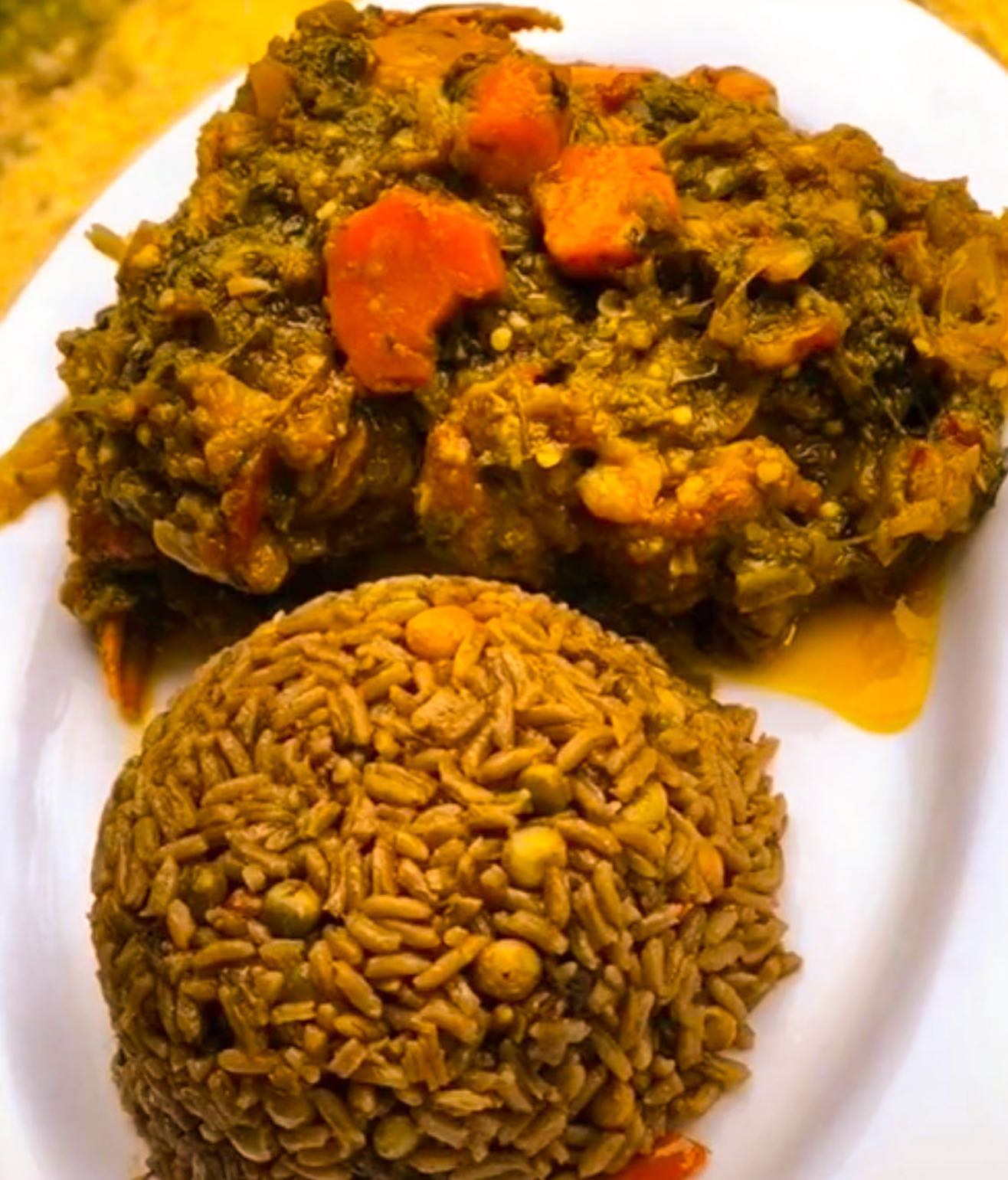 Légumes & Djon Djon. Available as completely vegan! #djondjon #legumes #haitianfoodporn #veganrecipes #veganfood