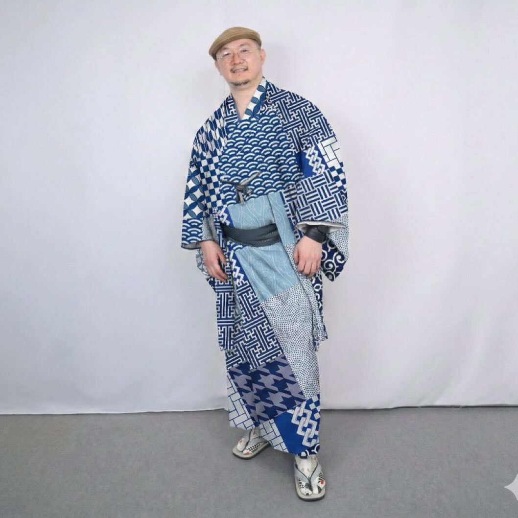 Diagonal 'Japanese traditional patterns'
#kimono #menskimono #着物男子