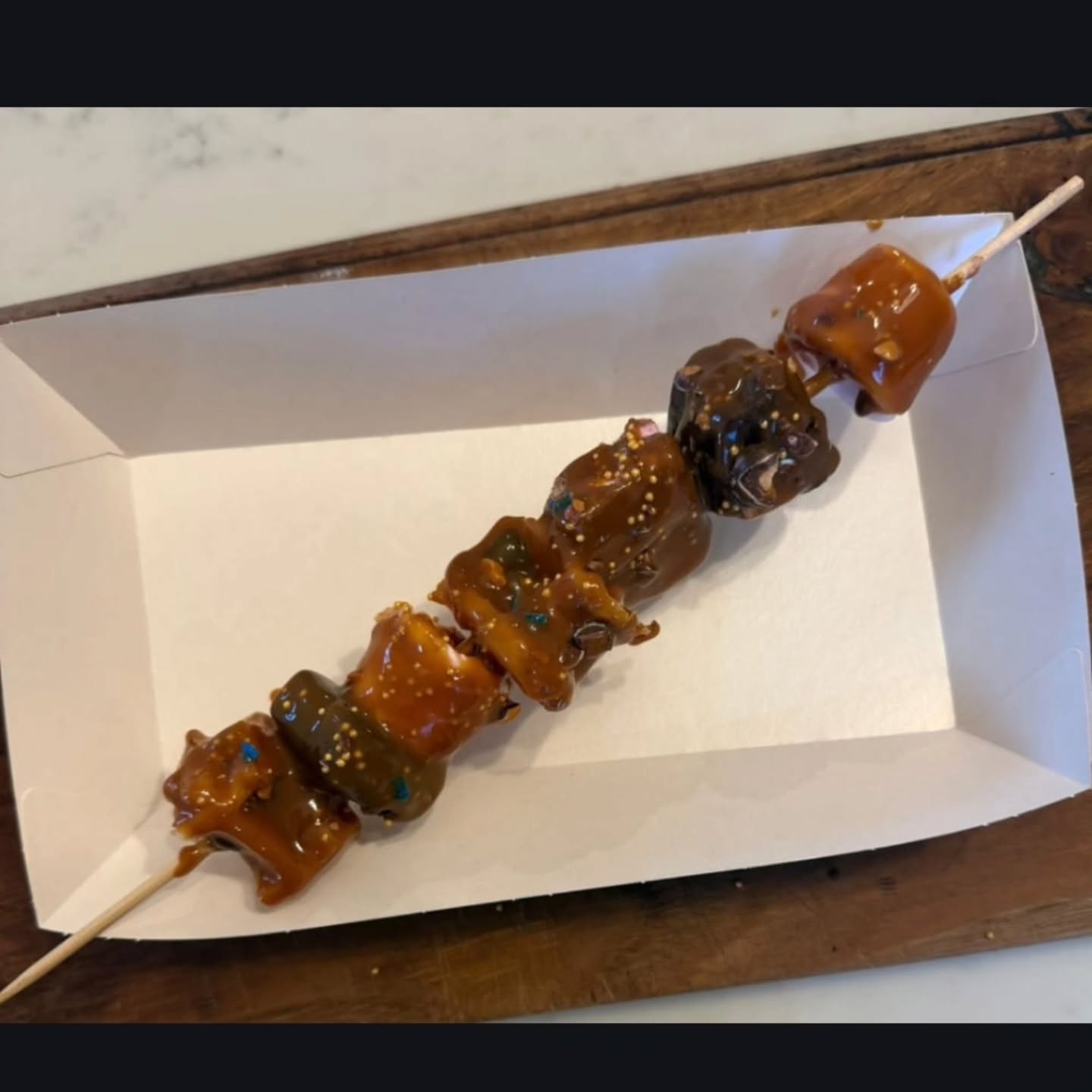 Introducing our new dessert menu 'Dipped Desserts' some of your favorite desserts (flap jack, marshmallows, waffle and brownie) on a skewer dipped in warm chocolate or caramel topped with sprinkles