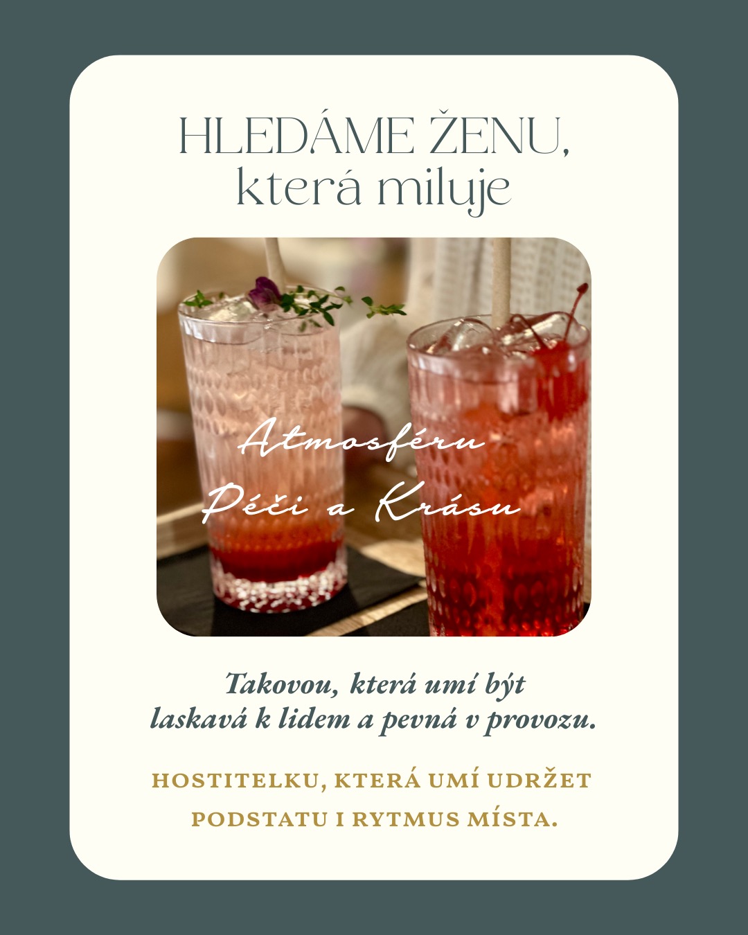 Hledáme ženu, která miluje lidi, detaily a atmosféru stejně jako my ✨
Ženu, která chápe, že hostitelství není jen o servisu, ale o péči, přehledu a jemné energii, kterou přináší k hostům i ke stolu 🍃✨
V Kristies Kitchen tvoříme prostor, který má svůj rytmus, řád i podstatu a potřebujeme k sobě někoho, kdo to dokáže cítit, držet a s láskou předávat dál.
Pokud v sobě máš cit, lehkost a umíš být stabilní i ve chvílích, kdy je plno, můžeš být právě Ty tou, kterou hledáme 💛
Napiš nám na dreamjob@kristies.cz se zprávou: „Jsem připravená spolutvořit“ ✨
A třeba spolu vytvoříme něco krásného 🌸
#kristieskitchen #kristies #pracevpraze #gastronomie #servirka #hledame #prostorplnychuti #pracemasmysl #tvorimeatmosferu #gastralife #pracevtymu