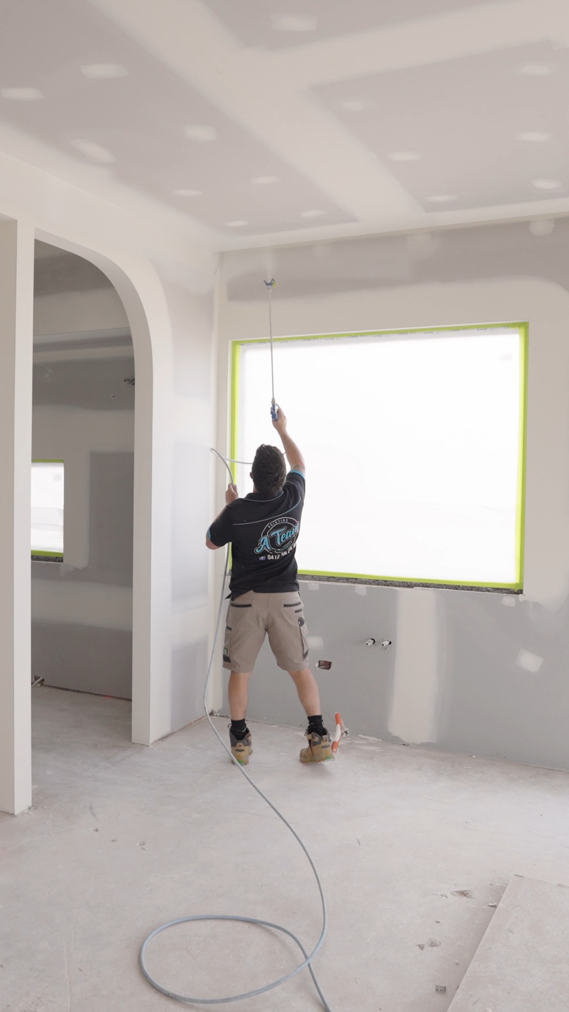 First coat down on this new build.
Nothing better than seeing a house come to life once the spray goes on.
Prep done right. Finish starts here.