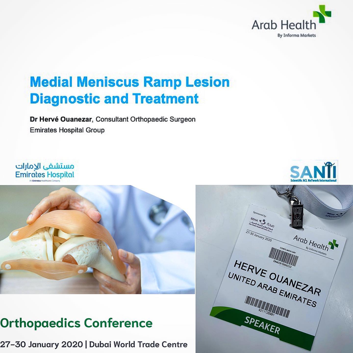 It was an honor for me to talk about Meniscus Ramp Lesion during Arab Health Meeting this year #santigroup #sportsmedicine #orthopaedic #arabhealth #emirateshospital #emiratessportsmed