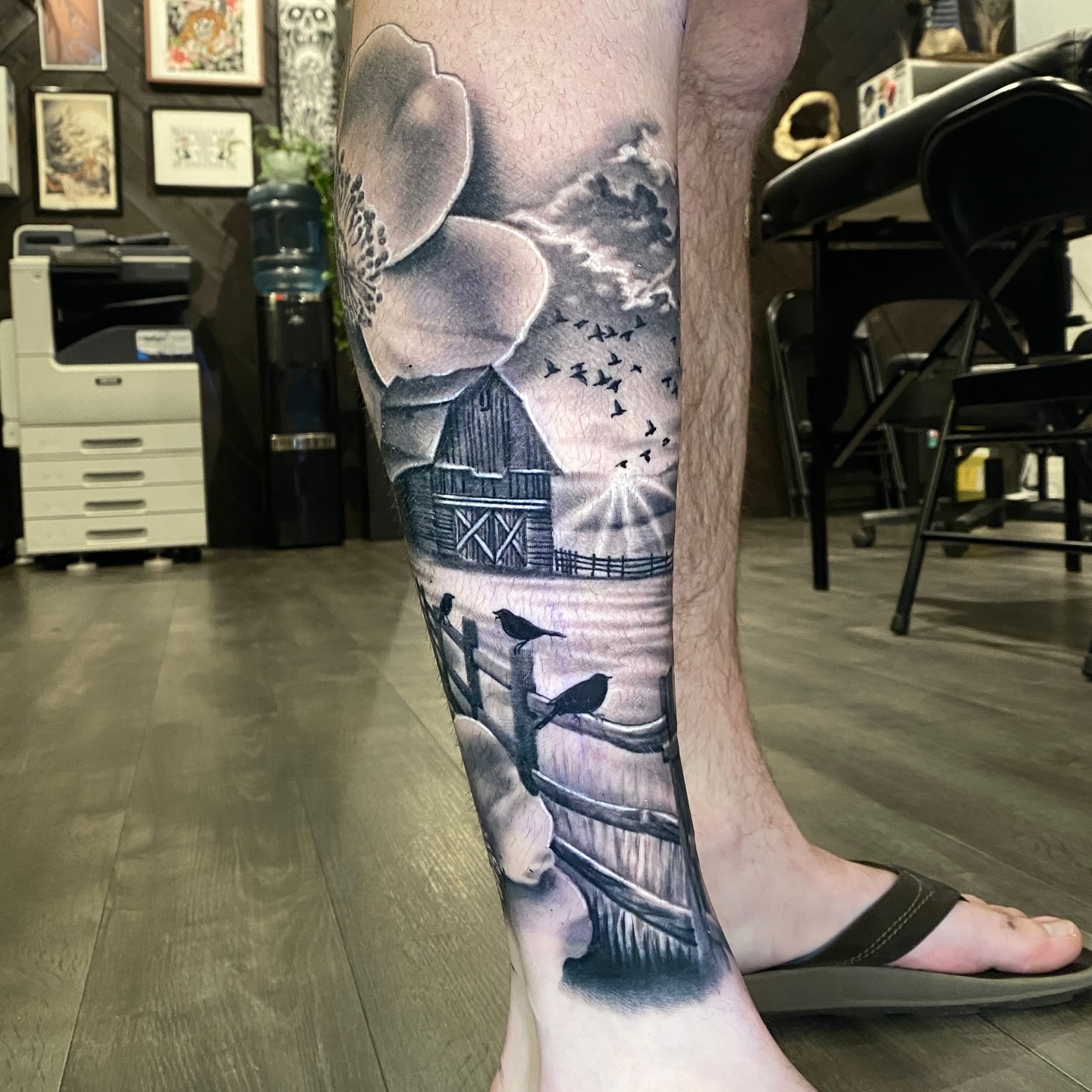 First session of this leg sleeve healed up for Jaden! Just a few more posts from the old shop and I'll be posting pics from @fortunesfavourtattoo !
Thanks for looking!
.
.
Follow @scottie.tattooer
.
.
#naturescene #homestead #farmlifebestlife #farmlife #farmlove