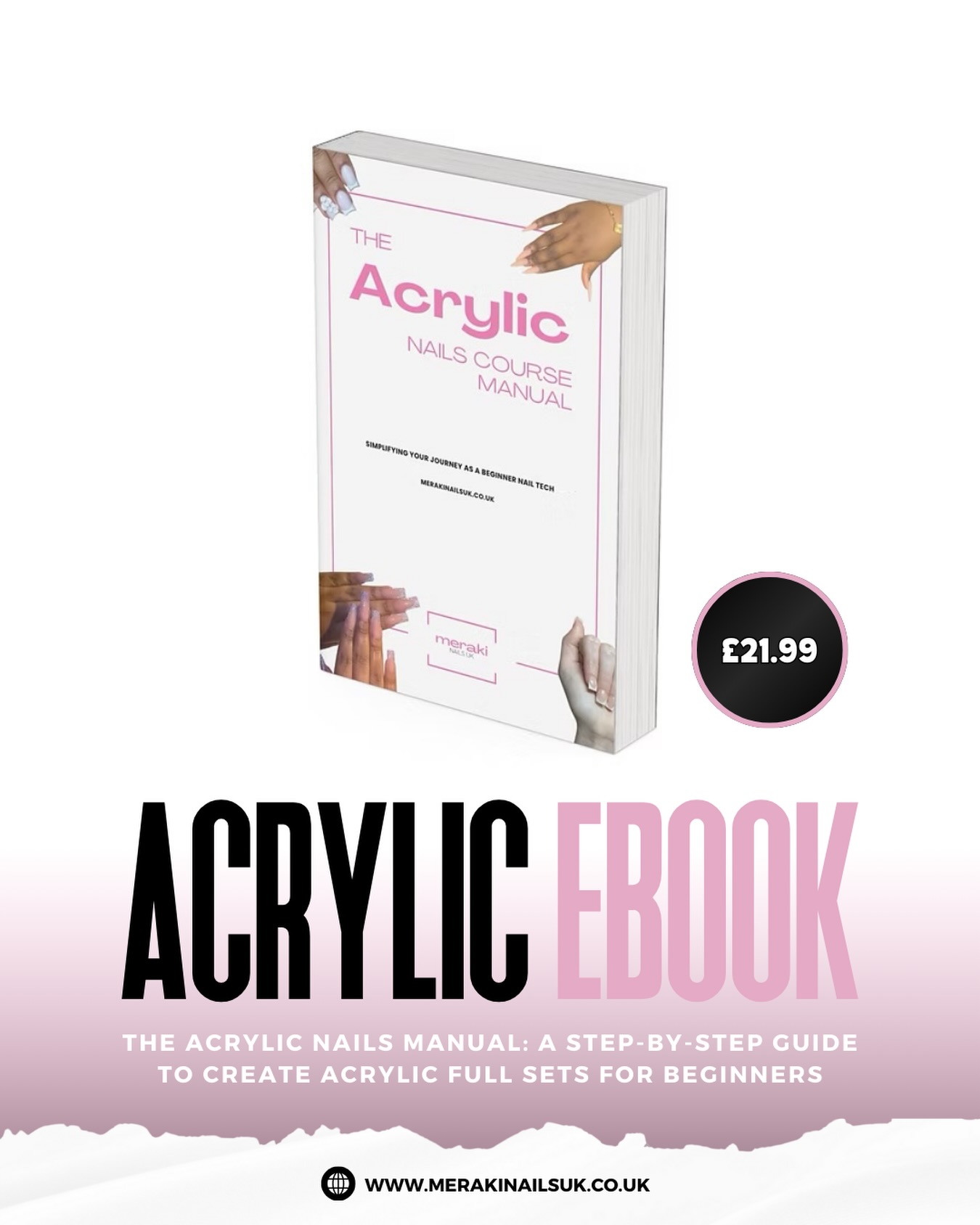 ✨ NEW ✨ 𝐓𝐡𝐞 𝐀𝐜𝐫𝐲𝐥𝐢𝐜 𝐍𝐚𝐢𝐥𝐬 𝐌𝐚𝐧𝐮𝐚𝐥 𝐟𝐨𝐫 𝐁𝐞𝐠𝐢𝐧𝐧𝐞𝐫𝐬: 𝐀 𝐒𝐭𝐞𝐩-𝐁𝐲-𝐒𝐭𝐞𝐩 𝐆𝐮𝐢𝐝𝐞
Looking for a budget-friendly, flexible way to learn acrylic nails and confidently create your first set before investing in an accredited qualification?
𝐏𝐮𝐫𝐜𝐡𝐚𝐬𝐞 𝐭𝐡𝐢𝐬 𝐞𝐛𝐨𝐨𝐤 𝐟𝐨𝐫 £𝟐𝟏.𝟗𝟗
𝐨𝐫 𝐭𝐡𝐞 𝐎𝐧𝐥𝐢𝐧𝐞 𝐀𝐜𝐫𝐲𝐥𝐢𝐜 𝐍𝐚𝐢𝐥𝐬 𝐂𝐨𝐮𝐫𝐬𝐞 𝐟𝐨𝐫 £𝟏𝟓𝟎 - 𝐖𝐡𝐚𝐭’𝐬 𝐭𝐡𝐞 𝐝𝐢𝐟𝐟𝐞𝐫𝐞𝐧𝐜𝐞?
The key difference compared to my Online Acrylic Nails Course is that this ebook is non-accredited, meaning you won’t receive a qualification or accredited certificate, however you will also:
✨ Go from:
Feeling overwhelmed → confident knowing where to start with everything you need and simplified steps
No experience → creating your first acrylic set
Guessing → following clear, step-by-step guidance
📘 What’s inside (27 pages):
• Health & safety
• Products and equipment list
• Nail prep & e-file basics
• Nail tips
• Acrylic brushes
• Acrylic application
• Filing & shaping
• Infills & removals
• Nail designs
• Notes section
✅ Learn at your own pace
✅ No experience needed
✅ Instant digital download
✅ Lifetime access
Start your acrylic nail journey with clarity, confidence & zero guesswork 💕
Available online at @merakinailsuk