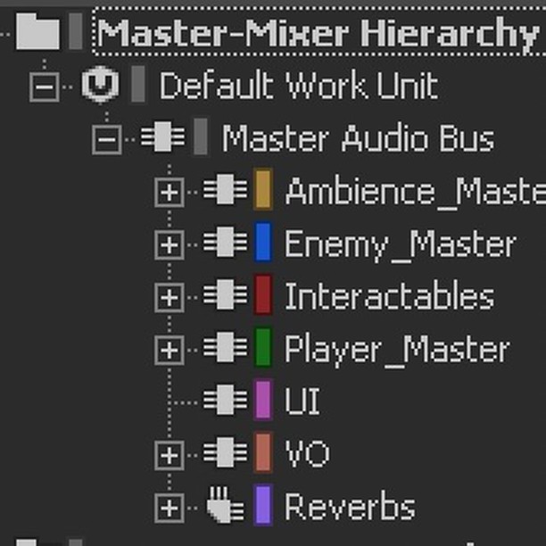 I'm obsessed with colour coding in Wwise.
How do you do it? Something like this, or green for done / red for not done, or something else entirely?
Huge cudos to @cujosound btw whose AAA Wwise setup videos totally changed the way I did things, and definitely for the better! #wwise #gameaudio #sounddesign