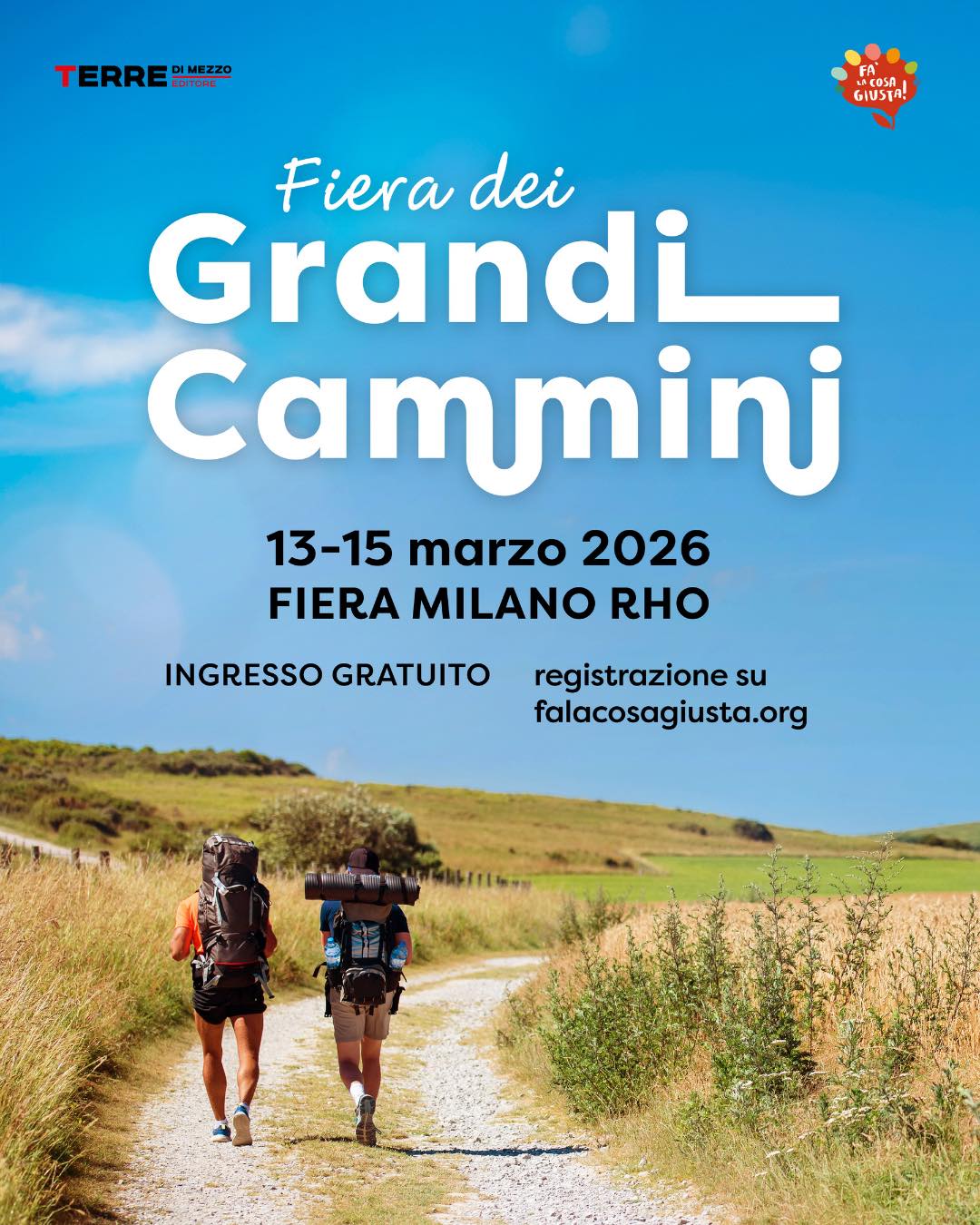 Cosa significa scegliere la lentezza in un mondo che corre sempre più veloce?
Dal 13 al 15 marzo 2026, la Fiera dei Grandi Cammini torna a Fiera Milano Rho per rispondere a questa domanda. All’interno di @falacosagiusta_mi , l’evento è ormai diventato il punto di riferimento per chi vede nel turismo lento e nel viaggio a piedi o in bicicletta uno strumento di scoperta personale e di valorizzazione del territorio.
Come ogni anno, anche noi di AITR saremo presenti: porteremo in fiera un’area dedicata al turismo responsabile, per raccontare esperienze, itinerari e pratiche di viaggio che mettono al centro comunità locali, ambiente e relazioni.
E non saremo soli: insieme a noi ci saranno oltre 20 soci AITR, pronti a condividere proposte e storie per immaginare (e costruire) un modo diverso di viaggiare.