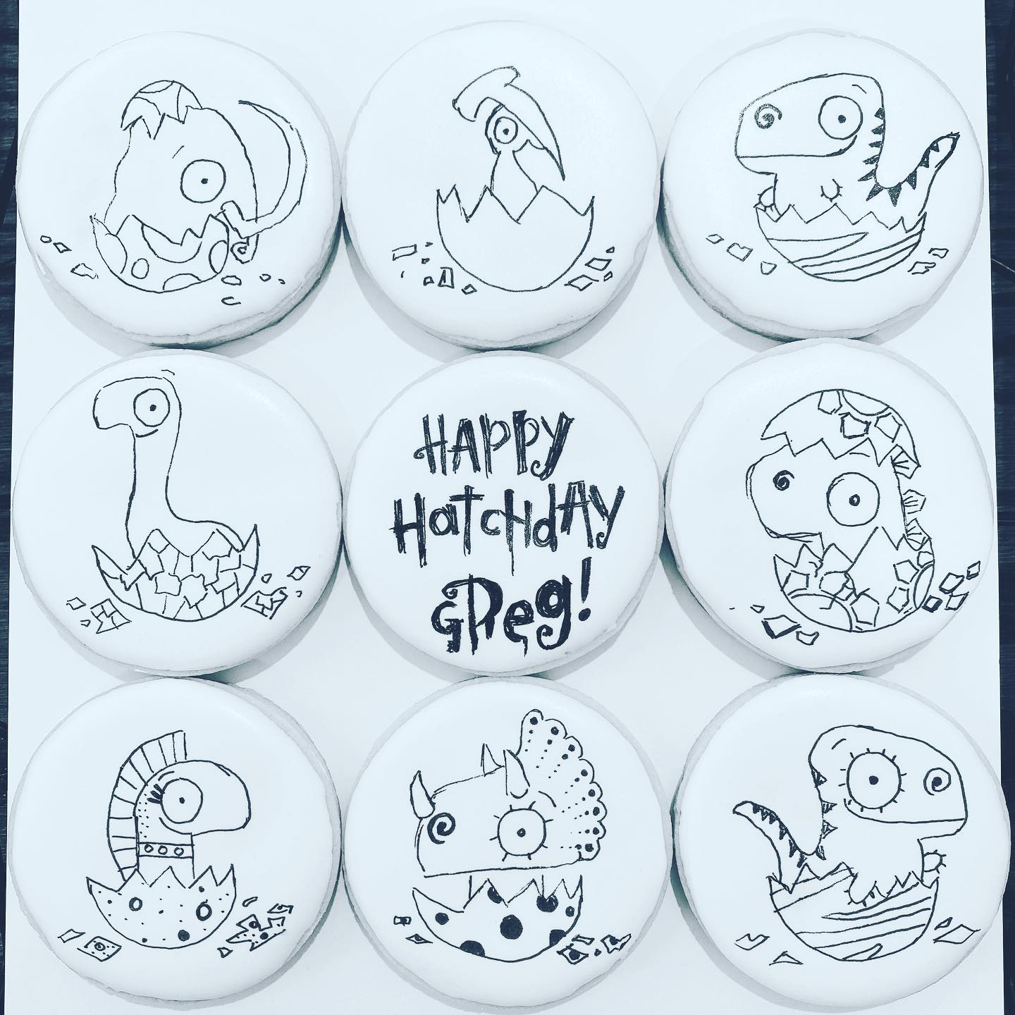 Inspired by Dinosaur Junior by Rob Biddulph
Edible ink pen: @rainbow_dust_colours
Piping bags: @wiltoncakes
#wiltoncakes #rainbowdust #rainbowdustcolours #rainbowdustpens #sugarcookiesofinstagram #birthday #birthdaycookies #madefromscratch #sugarcookiegram #royalicingcookies #royalicing #handdrawn #edibleart #happyhatchday #dinosaur #childrensbooks #robbiddulph