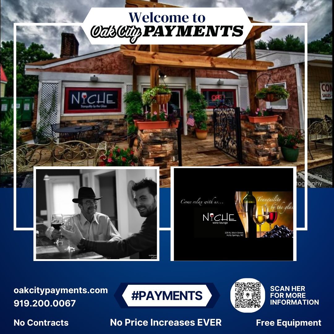 We’re so excited to welcome @realnichewinelounge to the Oak City Payments family! Niche Wine Lounge offers so many exciting things like live music every Friday and Saturday, they offer private parties and events, and half price beer on Sundays! They carry a large selection of wine and would be great for a nice night out!