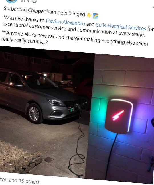 Another brilliant @hypervoltuk install in #chippenham. These chargers are proving very popular. #electrician #electrical #lights #disco #sparkylife #tech #madeinbritain