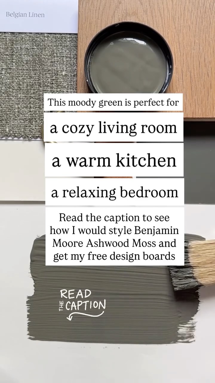Ashwood Moss 3 ways!
If you’re looking for a rich, moody gray shaded dark green try a sample of @benjaminmoore Ashwood Moss. It’s perfect for:
Creating a cozy living groom
Dramatic kitchen cabinets
Relaxing bedroom
For trim, woodwork and doors, pair Ashwood Moss with a soft white like Benjamin Moore Steam or the slightly creamy Swiss Coffee. Accent with buttery soft leathers, warm metals, linen and wool.
Comment MOSS and I will DM you a link to three free design boards featuring curated complementary home decor, accessories and more - all with easy to shop links from your favorite brands.
Loved this reel? Don’t forget to like, follow and share!
And stay tuned for more of my favorite paint colors. New reels are created weekly.
#interiordesign #benjaminmoore #paintcolors #homedecor #designinspiration