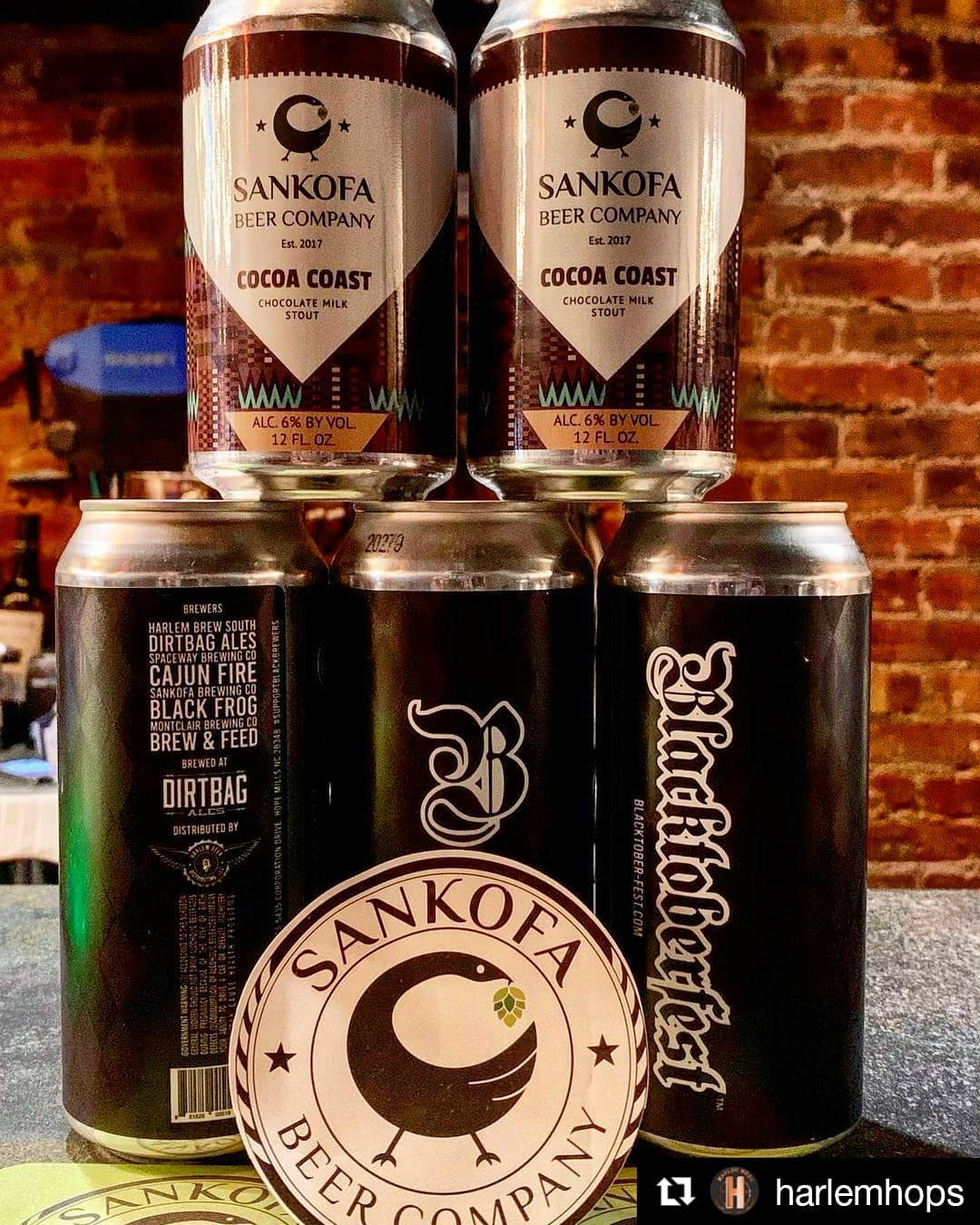 🗣New York City Family! Hit up the Limited Quantity now available @harlemhops
#Repost @harlemhops
・・・
You asked we made it happen!
New Cans In from
Sankofa Beer Company @sankofabeer
Cocoa Coast - Chocolate Milk Stout 6%
Blacktoberfest - Marzen collab with Harlem Brew South & Montclair Brewing Co. #harlemhops #craftbeerpickup #craftbeerbar #beerporn #supportsmallbusiness #supportlocal #supportlocalbusiness #blackbeerculture