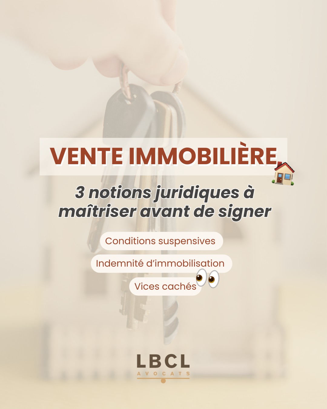 La vente immobilière et ses fameux termes peuvent sembler techniques…
Entre conditions suspensives, indemnité d’immobilisation, vices cachés… Ces notions jouent un rôle essentiel dans la sécurité de votre transaction, que vous soyez vendeur ou acquéreur 😮
Comprendre ces mécanismes, c’est éviter les mauvaises surprises et sécuriser son projet immobilier 💡
Si vous avez une question ou un doute avant de signer, notre cabinet vous accompagne à chaque étape. N'hésitez pas à nous contacter.