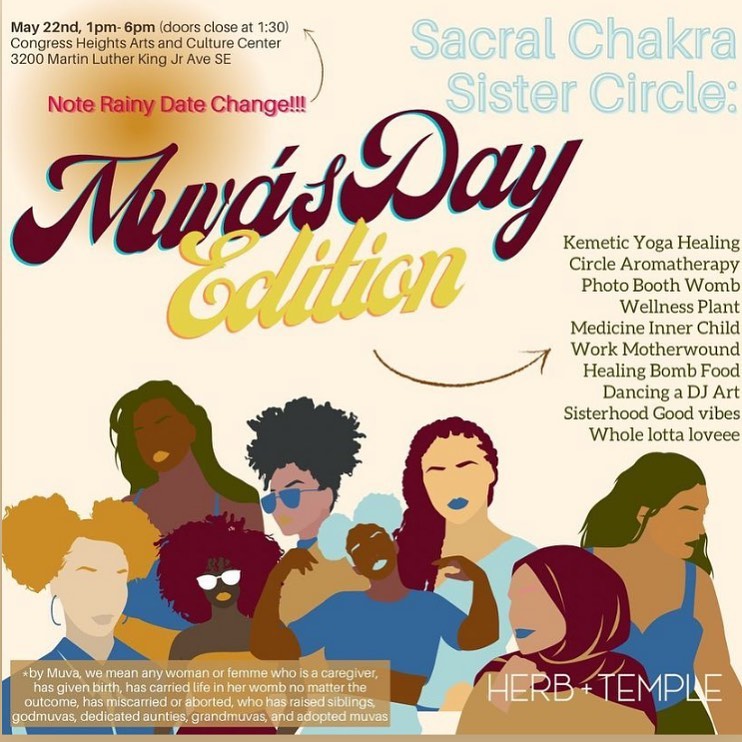 🚨New Date Alert🚨
Sunday May 22nd 2022
✨✨✨✨✨✨✨✨✨
Same Vibes
Same Love
Same Dope Ass People
New Date due to the rainy weather
✨✨✨✨✨✨✨✨✨
@herbandtemple has got us covered it won’t rain on our parade. Rooftop Yoga with @bodyversewellness bodyversewellness along with an amazing DJ, Photography, Aromatherapy, healing circle for our women/femmes and rooftop dance party. Great Mother’s Day gift for the Muvas and more time to buy a ticket.
Sunday May 22nd 2022
1:00pm-6:00pm
Congress Heights Arts and Culture Center
3200 Martin Luther King Ave SE
Washington D.C.
✨✨✨✨✨✨✨✨✨
I’ll see you there!
✨✨✨✨✨✨✨✨✨✨✨