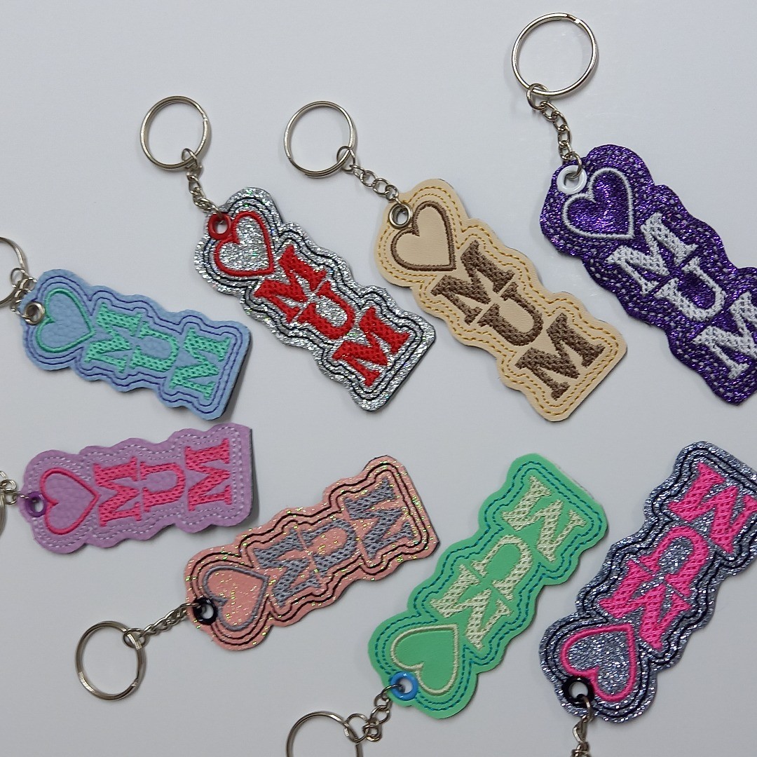 Handmade Leather backed embroidered key rings. £6 plus £1 postage.