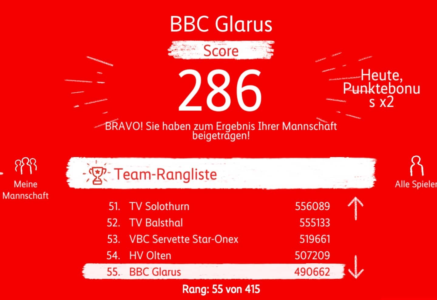 Heute gibts doppelte Punkte bei Sketchman Run! Also fleissig spielen heute! 💪🏻 #BBCGlarus