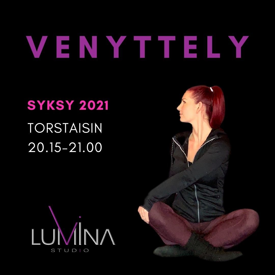 Lumina Studiolla lempeää venyttelyä torstaisin klo 20.15 -21! Tunnit starttaavat 26.8!
Tunti on ilmainen. Studiolta löytyy venyttelyä varten joogamatot.
Ilmoittaudu facebookin tapahtumassa viim. 24 h ennen tuntia. Ryhmään mahtuu 9 hlö/kerta.
Tervetuloa!