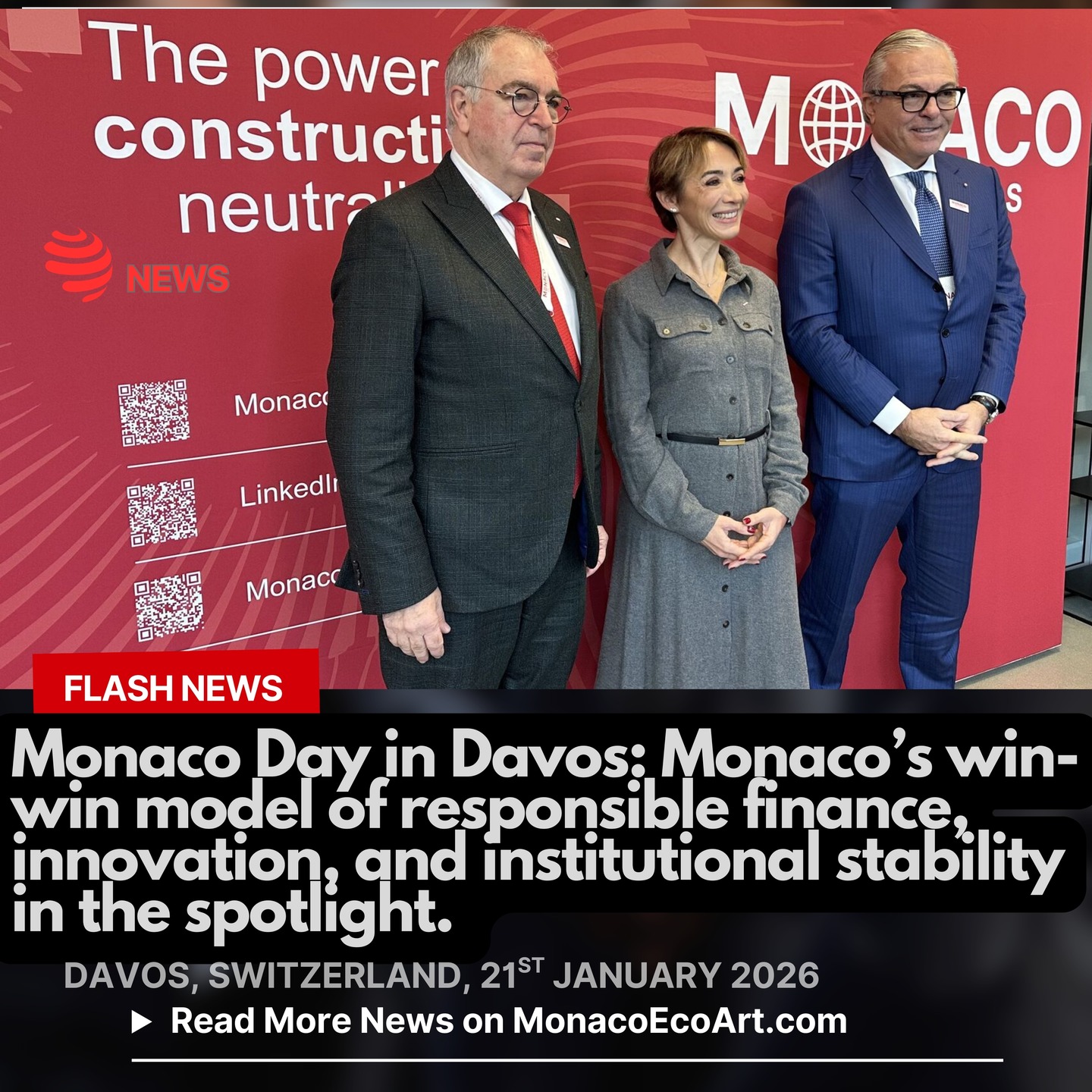 @mo.eco_art #flash #news #davos #monaco #day 🇲🇨🌐 Ludmilla Raconnat Le Goff, Monaco's Delegate for Attractiveness, kicked off the Monaco Day in Davos this morning (21st January 2026), held at Web3 Hub Davos on the within the @worldeconomicforum being focused in these days on major economic, sustainable and #geopolitical issues 🏦👨💼🌱In particular, she highlighted the #success of the Monegasque model made of solid public and private collaboration to achieve relevant human, economic and social targets in strategic fields like #sustainable #finance, #innovation and #governance 🗣️🎙️The Delegate for Attractiveness pointed out: "This #approach is fully aligned with the long-term vision of H.S.H. Prince Albert II of Monaco Who has consistently placed development, stability and responsibility at the heart of Monaco’s #strategic positioning. A vision that seeks not accumulation, but #coherence not speed at all costs, but #credibility over time. This vision is carried forward by His Gouvernement Monaco @gvt_monaco, under the authority of Christophe Mirmand, the Minister of State, (...) my role is to ensure strategic alignment across #institutions and economic #stakeholders, to connect public and private dynamics, and to safeguard the coherence of Monaco’s positioning over time" 📸 Design and Contents by © MonacoEcoArt