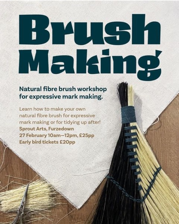 Join artist Lana Zoppi and learn how to make your own natural fibre brushes for creative mark making, tidying up or simply as a beautiful object to treasure.
This workshop will allow you to broaden your creative toolbox through making your own natural brush. Drawing on her own creative practice and experience Lana will guide you through the process of creating your own Bespoke mark making tool (your own brush!). Book your place on Eventbrite - link in bio
Eventbrite https://www.eventbrite.com/e/natural-fibre-brush-making-workshop-tickets-1981183385839?aff=ebdssbdestsearch