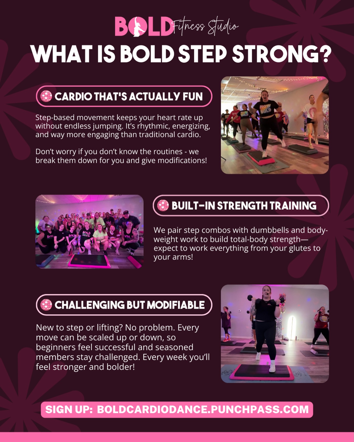 Come try Bold Step Strong every Wednesday night at 6 PM! 💪🏻
Step aerobics + dumbbell strength + amazing Bold vibes
Try it for FREE! 🔗 in bio!
#dancefitness #cardiodance #fitnesstips #workout #hiramga
