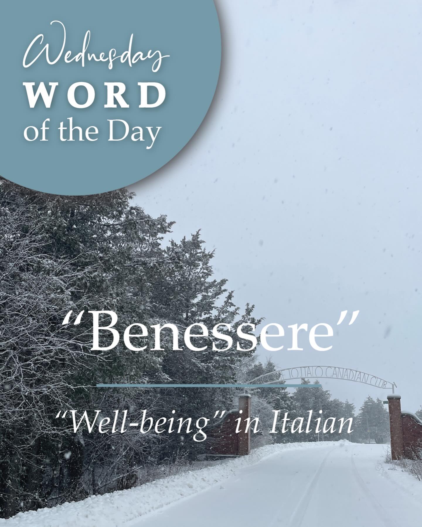 🇮🇹 Wednesday Word of the Day: Benessere
Translation: Well-being
Benessere is about feeling good in body, mind, and spirit. As we persevere through another cold, dark, Canadian winter, make sure to take care of your benessere. ❄️
#WednesdayWord #ItalianWordOfTheDay #Benessere #WellBeing #ItalianLifestyle #ItaloCanadian #Together