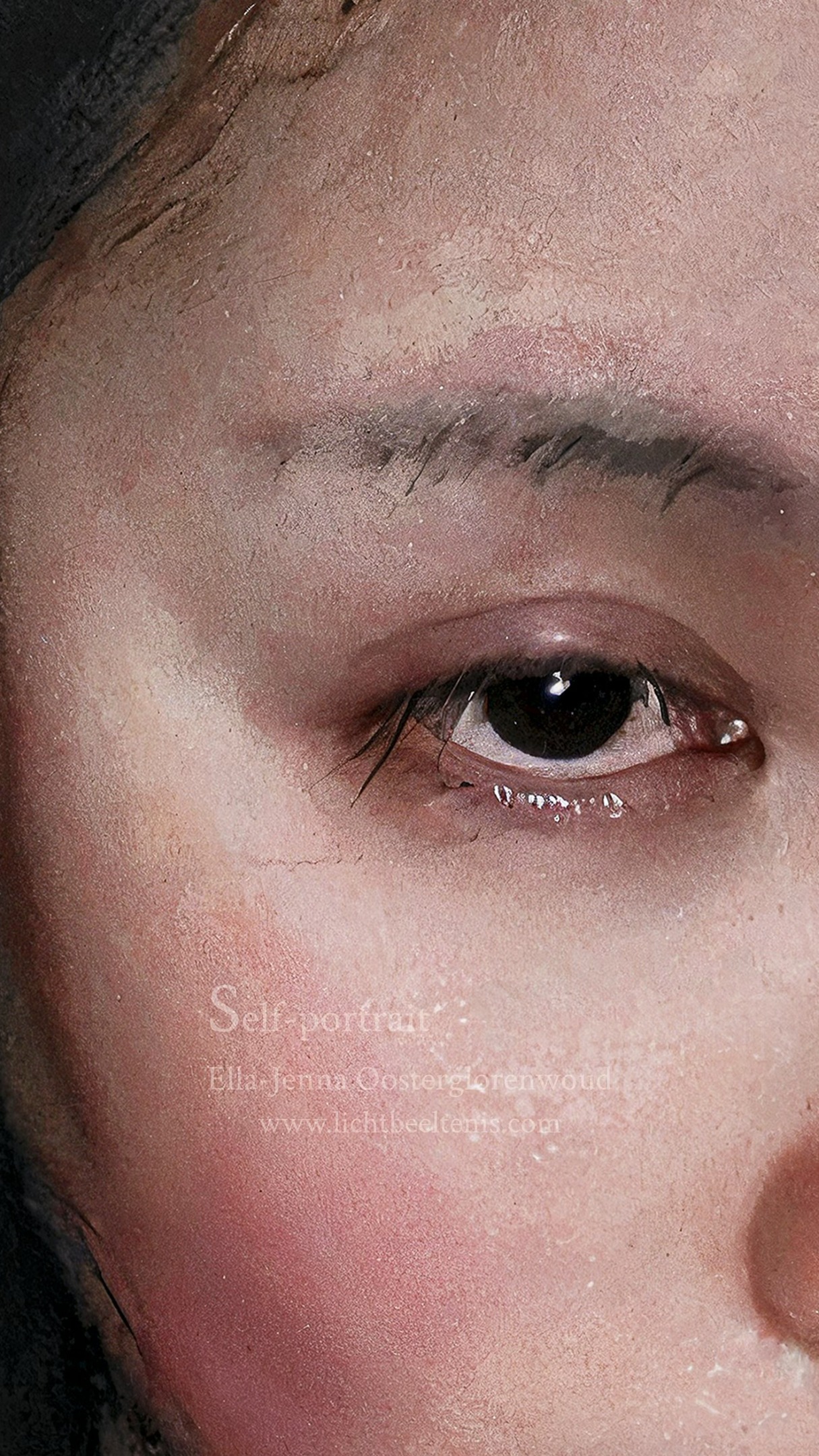 Silent flight with night vision of the white camellia, 2026
Stille vlucht met nachtzicht van de witte camelia
Detail
#Lichtbeeltenis #EllaJennaOosterglorenwoud #oosterglorenwoud #OilPaintingDetails #PaintingDetail #FineArtDetail #FigurativePainting #PortraitPainting #NocturnePainting #Chiaroscuro #Sfumato #Glazing #OldMasterMood #ContemporaryRealism #AtmosphericArt #PoeticRealism #Camellia #WhiteCamellia #DutchArtist #EuropeanArtist #FineArtCollectors #Hahnemuhle #GicleePrint #FineArtPrint #StudioProcess